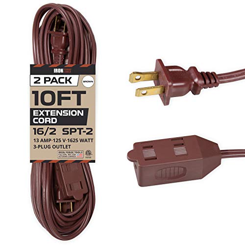 IRON FORGE CABLE, 10 Ft Extension Cord -2 Pack - Brown