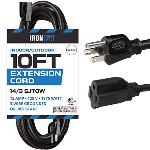 IRON FORGE CABLE, 10 Ft Heavy Duty Extension Cord- Black