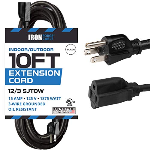 IRON FORGE CABLE, 10 Ft Heavy Duty Extension Cord- Black