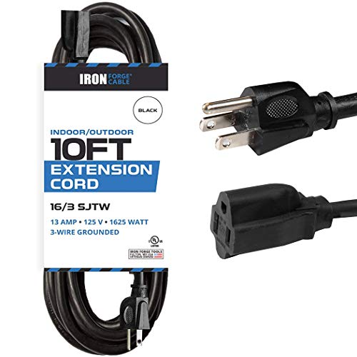 IRON FORGE CABLE, 10 Ft Outdoor Extension Cord - 16 Gauge- Black