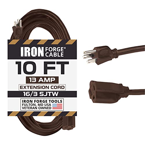 IRON FORGE CABLE, 10 Ft Outdoor Extension Cord- 16 Gauge- Brown