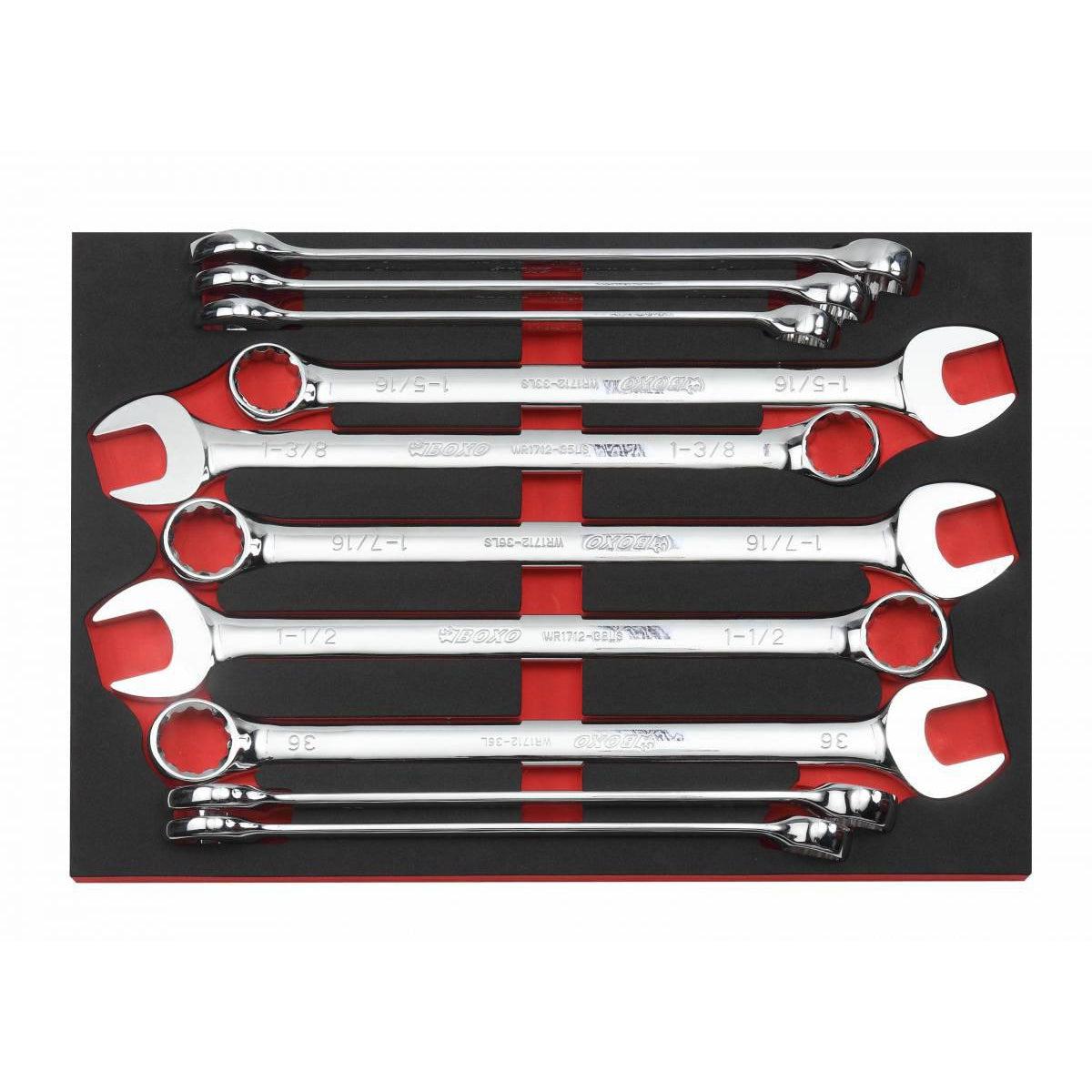 BoxoUSA, 10-Piece Metric & SAE XL Combination Wrench Set = 3/3rd EVA Foam