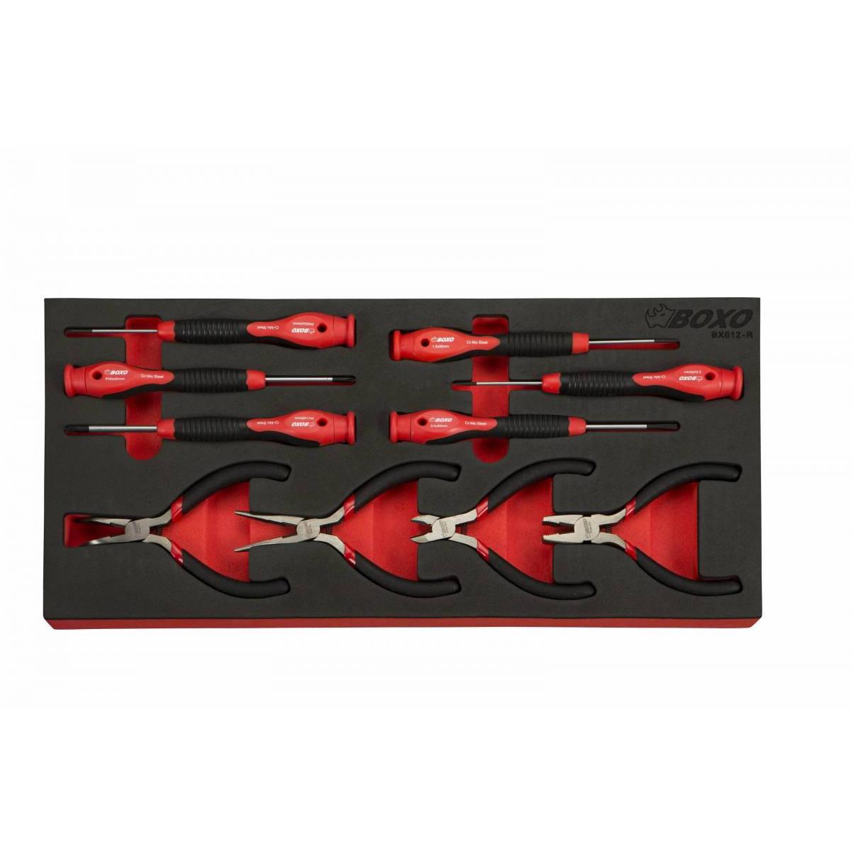 BoxoUSA, 10-Piece Precision Screwdriver & Mini Plier Set = 1/3rd EVA Foam