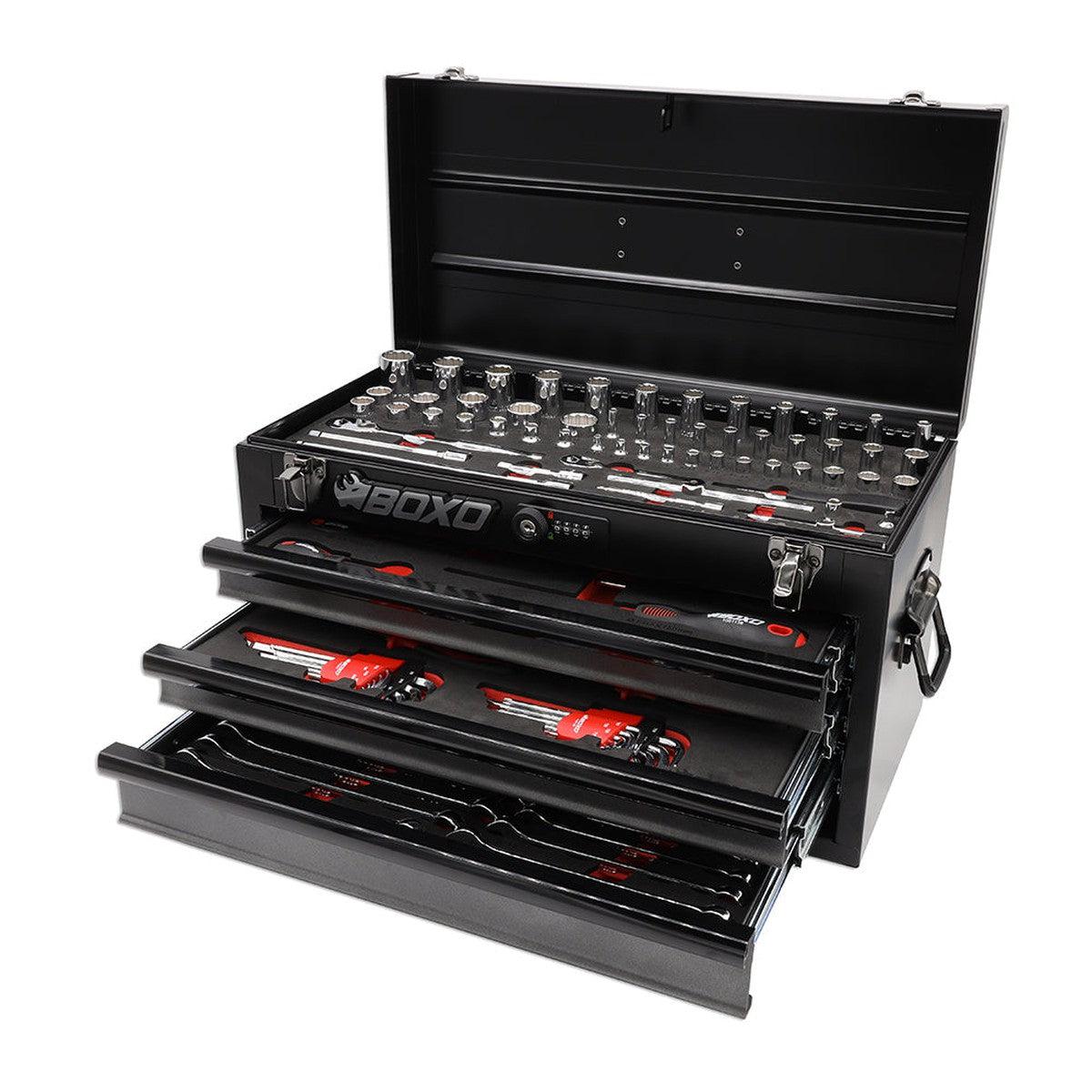 BoxoUSA, 117-Piece SAE 3-Drawer Hand Carry Tool Box