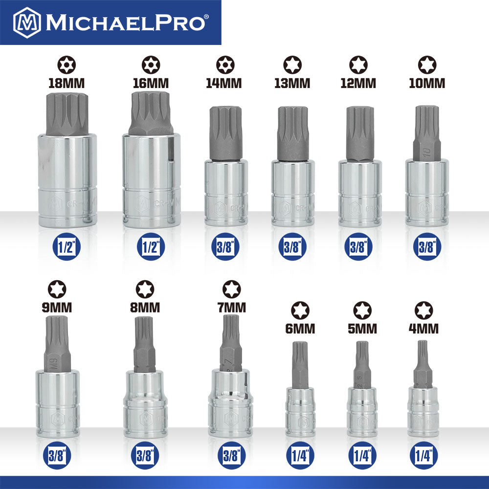 MichaelPro, 14-Piece XZN Triple Square Spline Bit Set (MP012023)