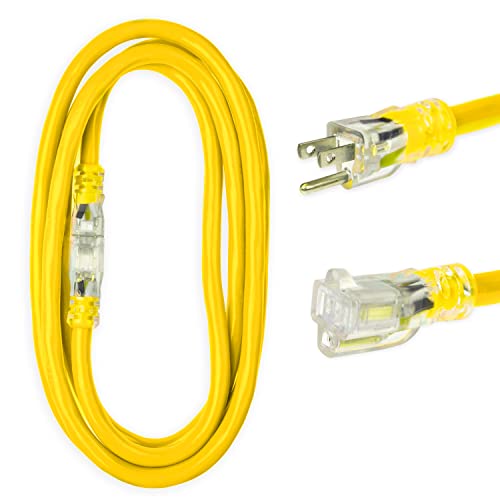 IRON FORGE CABLE, 15 Ft Lighted Extension Cord - 16 Gauge- Yellow