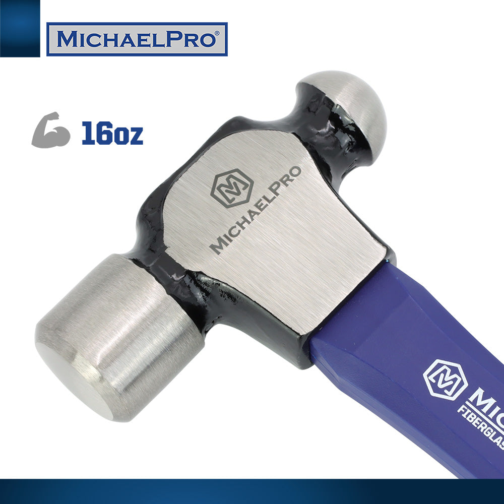 MichaelPro, 16oz Ball Peen Hammer with Fiberglass Handle (MP004007)