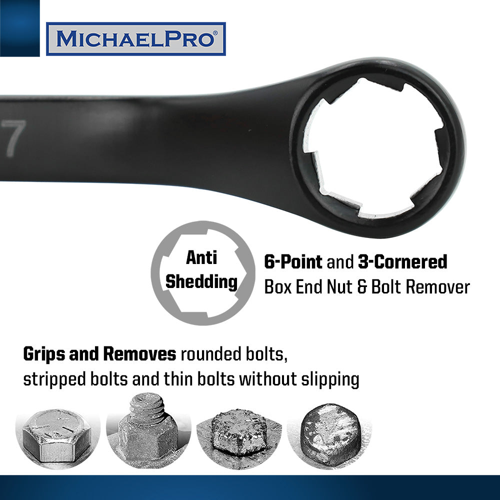 MichaelPro, 18-Piece Black Oxide Bolt Extractor Offset Wrench and Socket Set in Metric Sizes (MP001218)