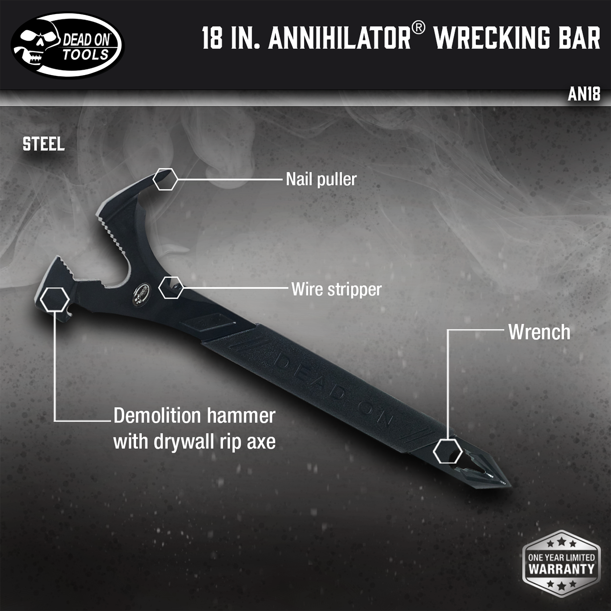 Dead On Tools, 18 in. Annihilator Wrecking Bar