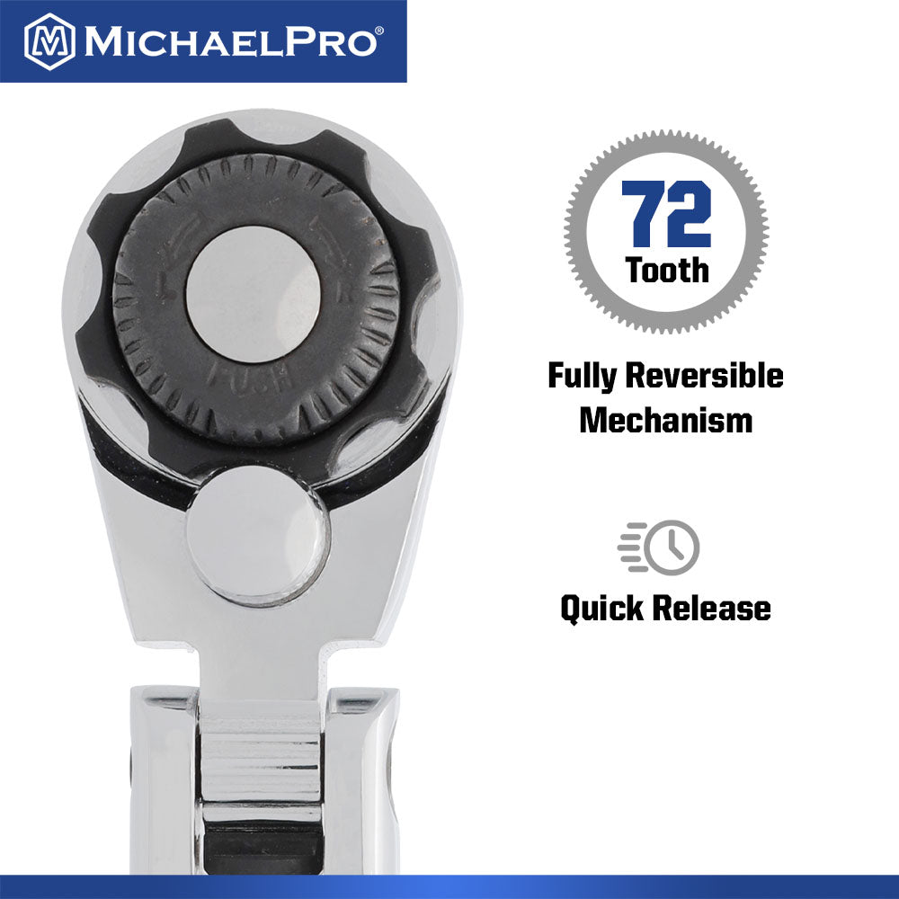 MichaelPro, 19-Piece 3/8" Drive Flex Head Ratchet and Sockets Set (MP001228)