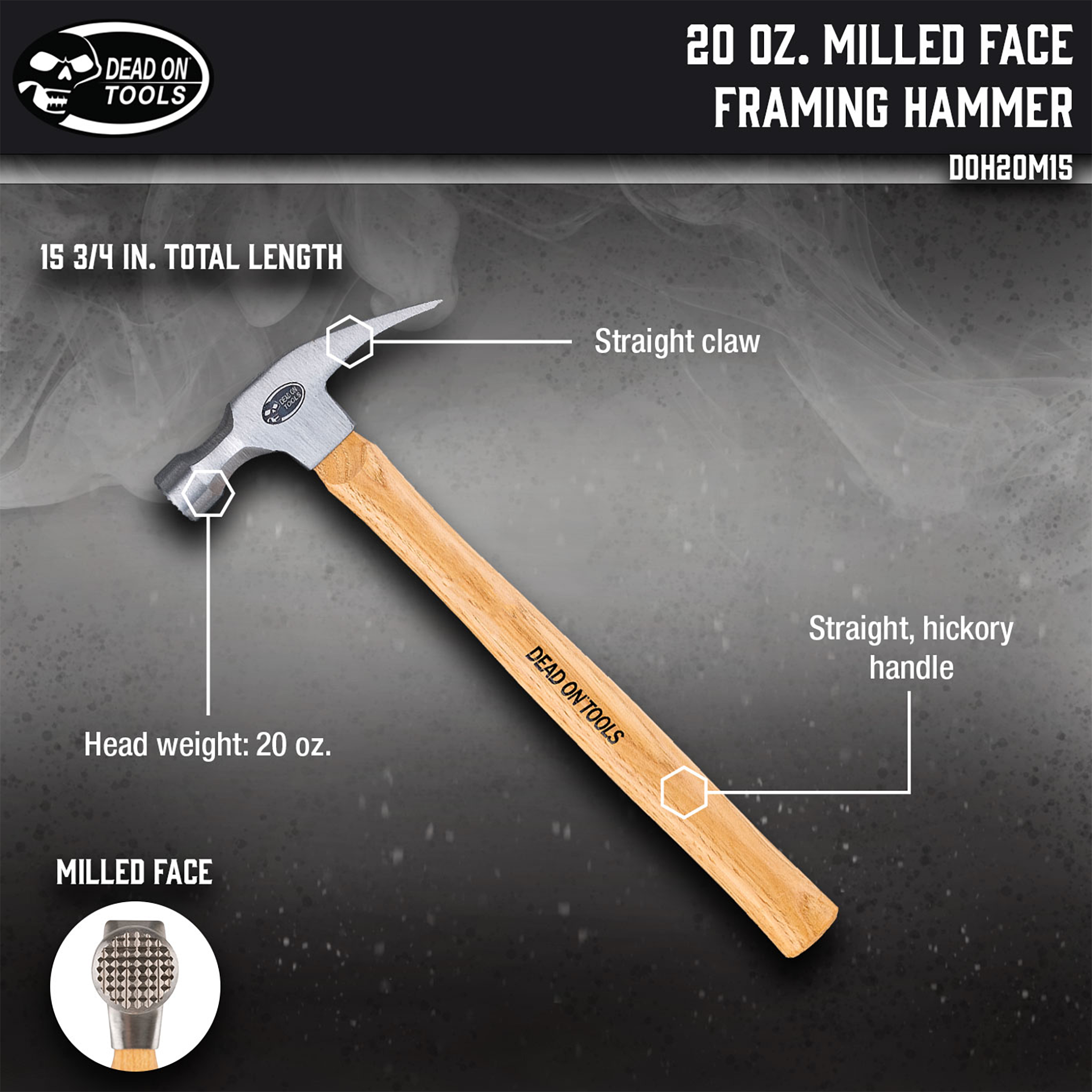 Dead On Tools, 20 oz. Milled Face Framing Hammer