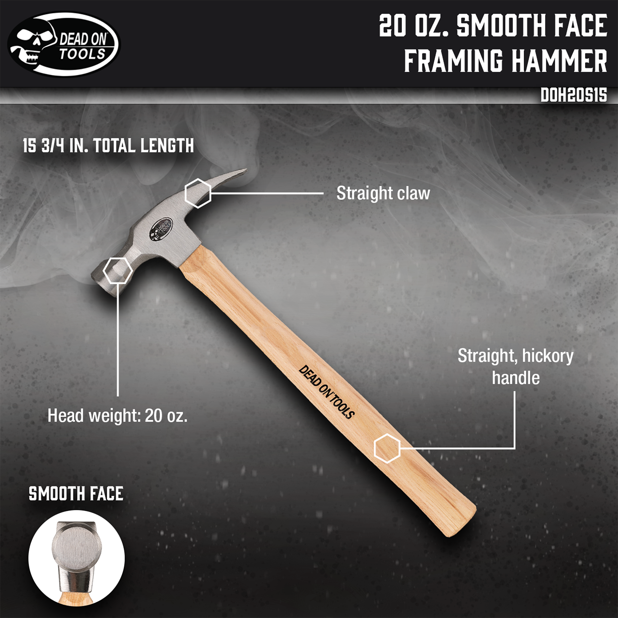 Dead On Tools, 20 oz. Smooth Face Framing Hammer