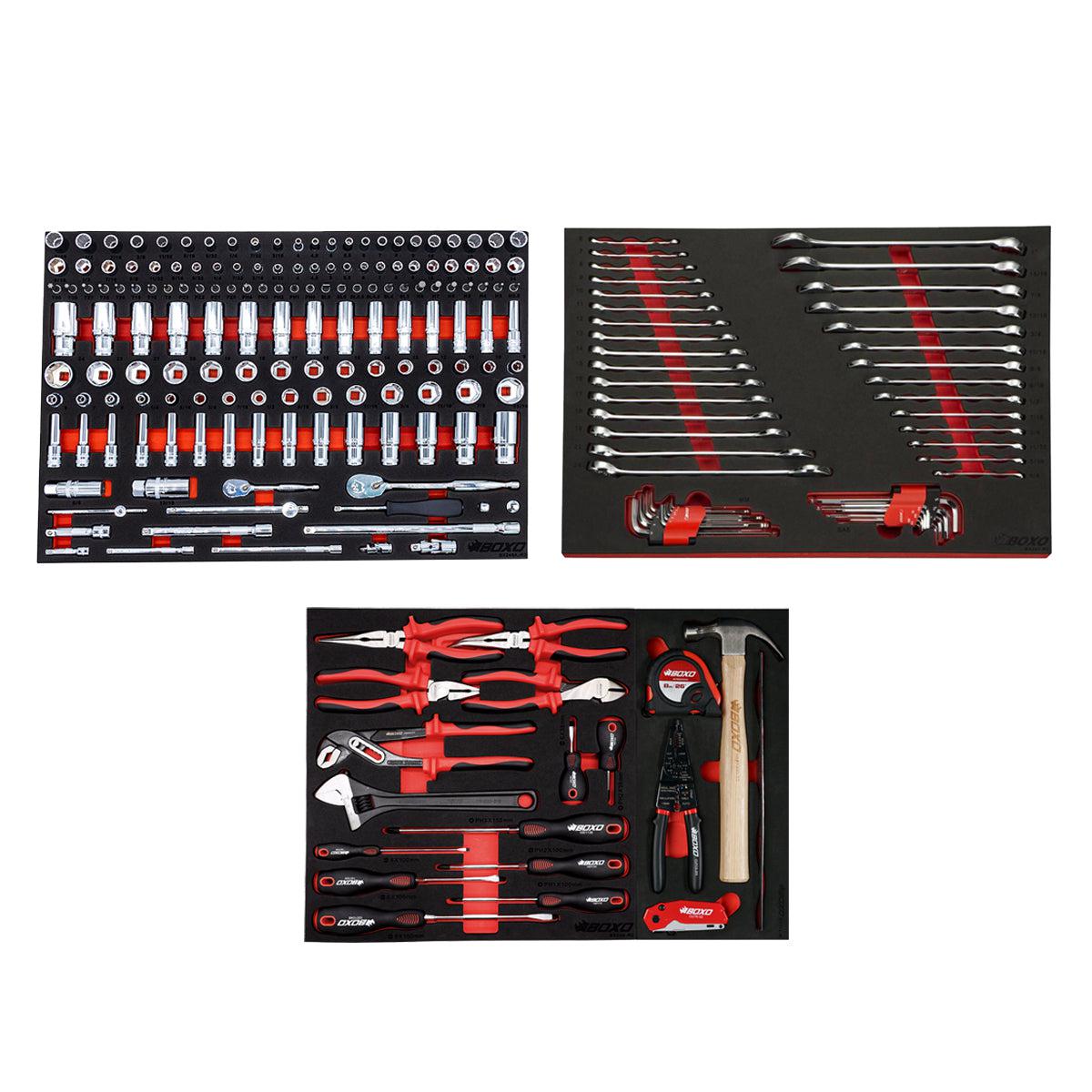 BoxoUSA, 222-Piece Metric and SAE Master Tool Set = 6-Point Shallow & 12-Point Deep Sockets