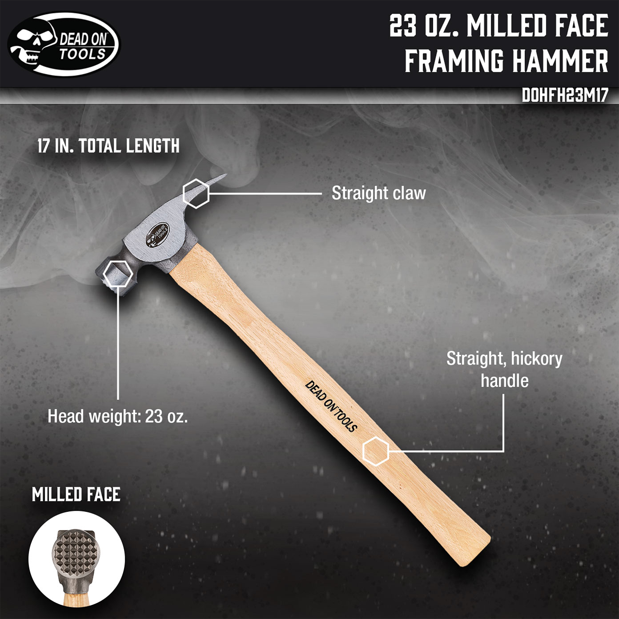 Dead On Tools, 23 oz. Milled Face Framing Hammer