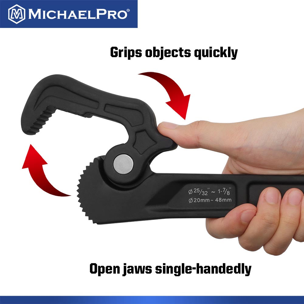 MichaelPro, 25/32” – 1-7/8” (20mm – 48mm) Self-Adjusting Quick Pipe Wrench (MP001230)