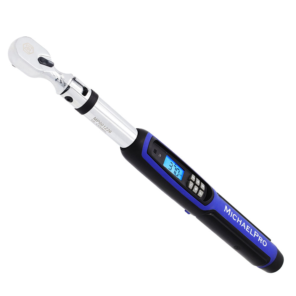 MichaelPro, 3/8" Drive Flex Head Electronic Torque Wrench With Angle, 10 to 100 ft-lb (MP001226)