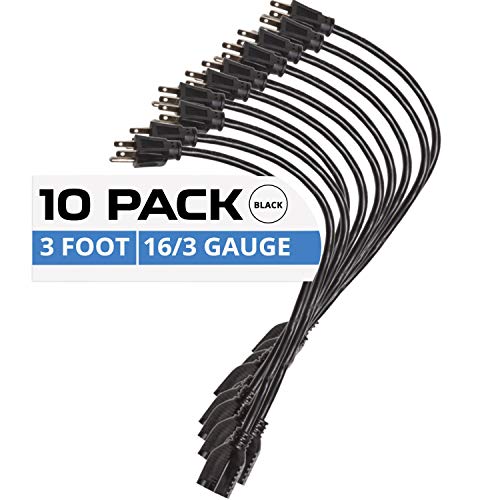 IRON FORGE CABLE, 3Ft Extension Cords - 10 Pack- Black