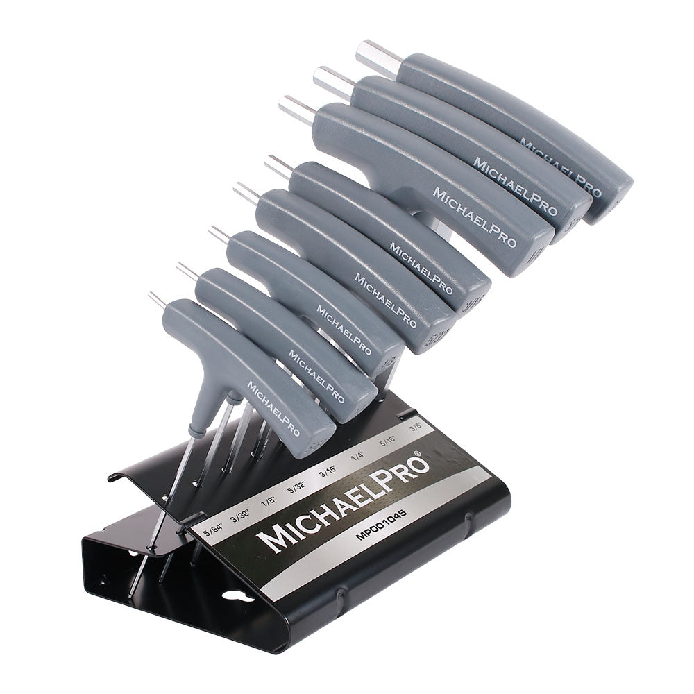 MichaelPro, 8-Piece Two-Way T-Handle Allen Wrench Set in Standard SAE Sizes with Storage Stand (MP001045B)