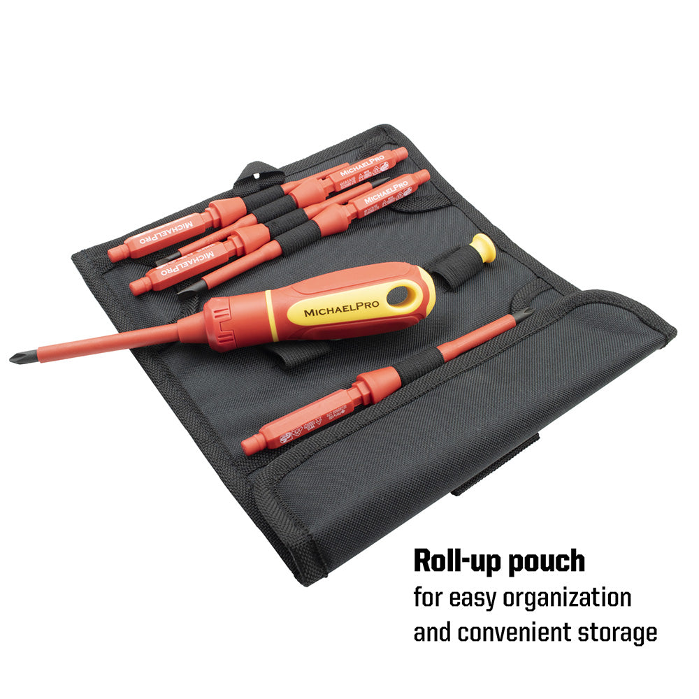 MichaelPro, 8-Piece VDE Insulated Interchangeable Screwdriver Set with Pouch (MP002021)