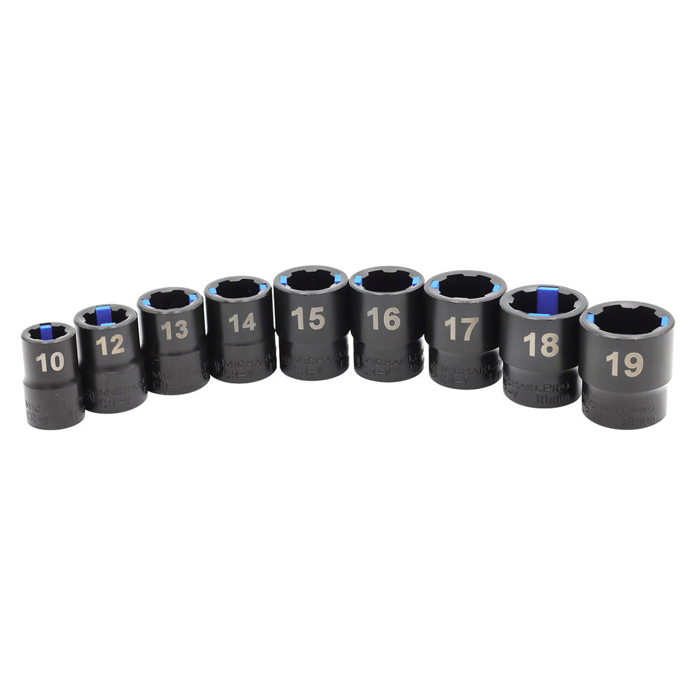 MichaelPro, 9-Piece Black Oxide Cushion Grip Sockets in Metric Sizes (MP005036)