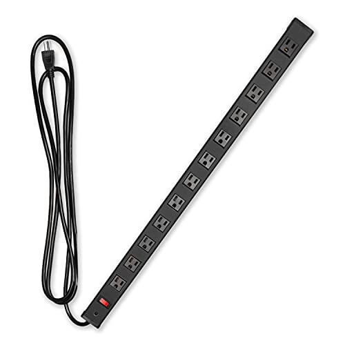 IRON FORGE CABLE, 9 ft, 12 Outlet Heavy Duty Power Strip-14 Gauge- Black Aluminum Metal