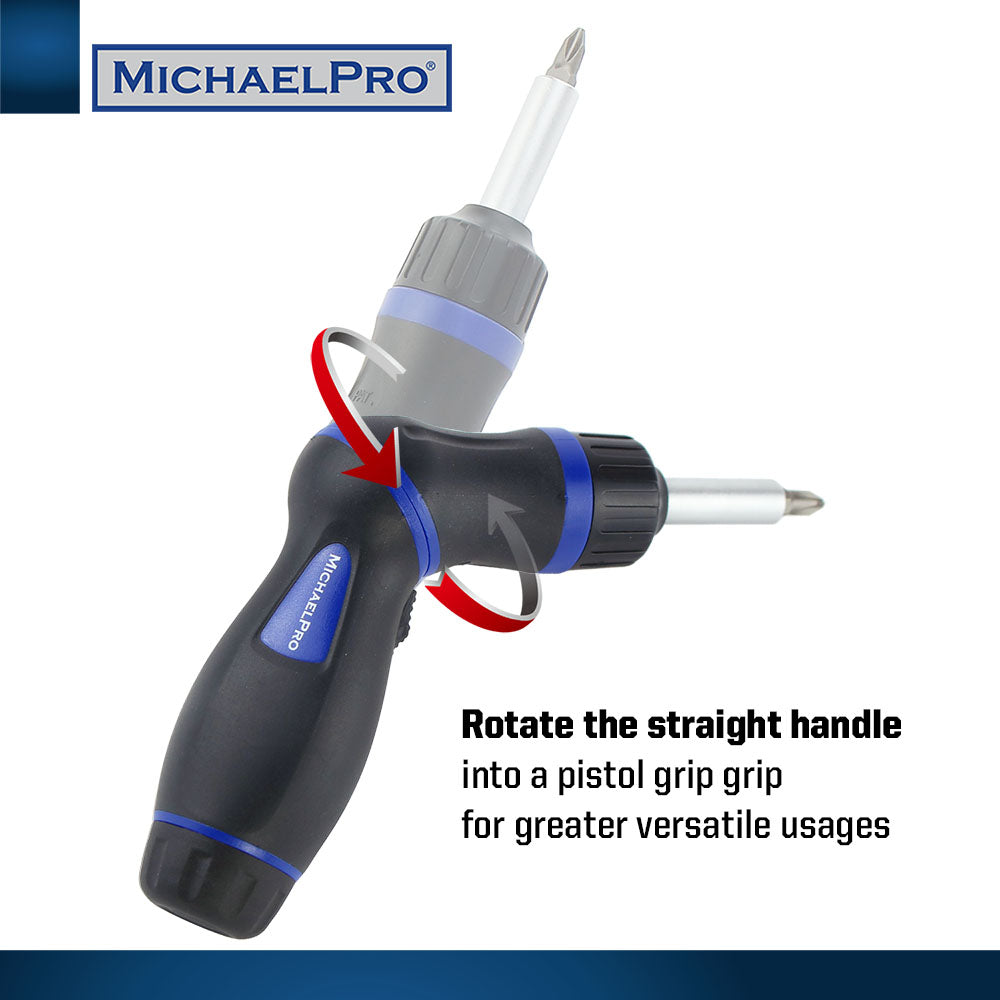 MichaelPro, 9-in-1 Two-Position Ratcheting Screwdriver (MP002024)