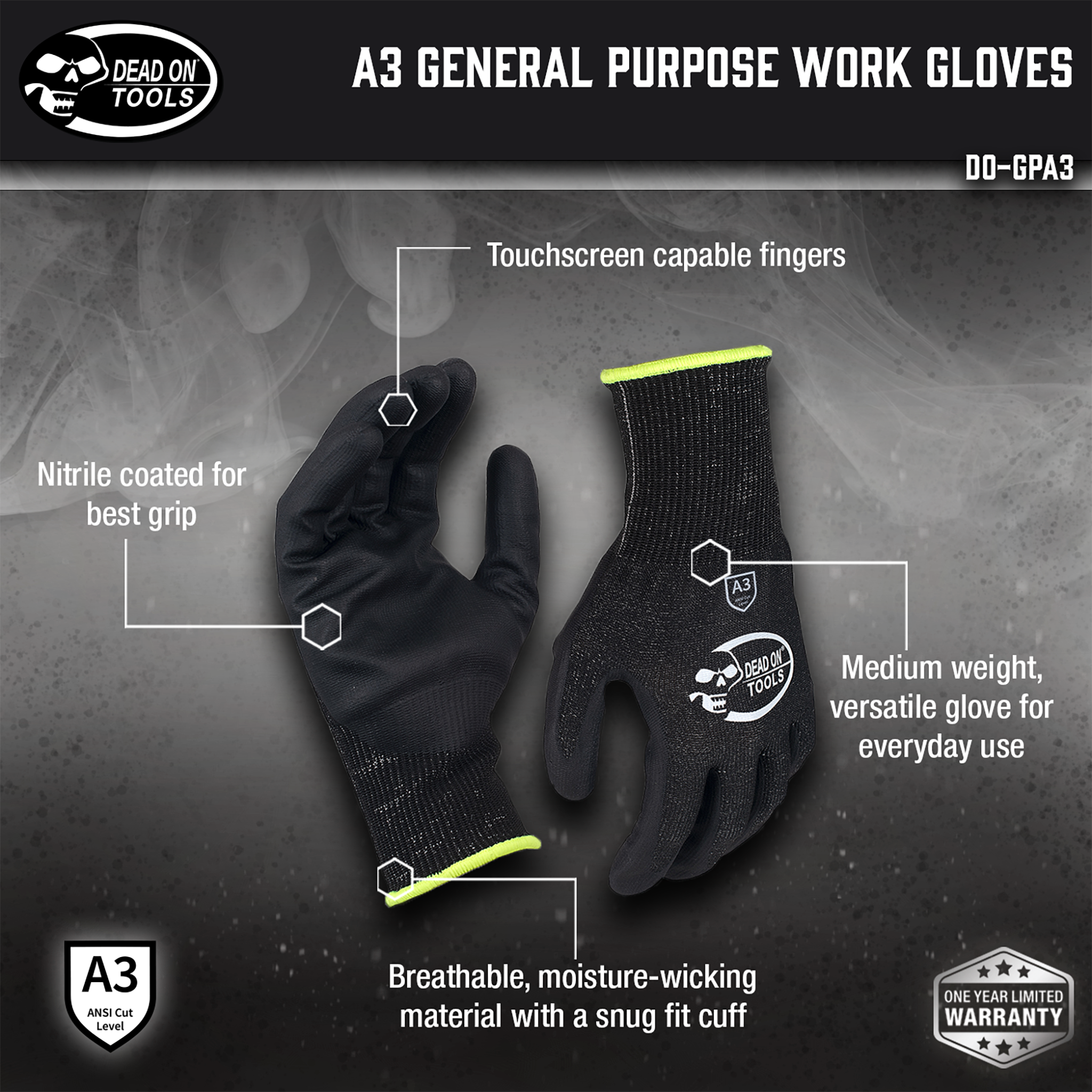 Dead On Tools, A3 General Purpose Work Gloves