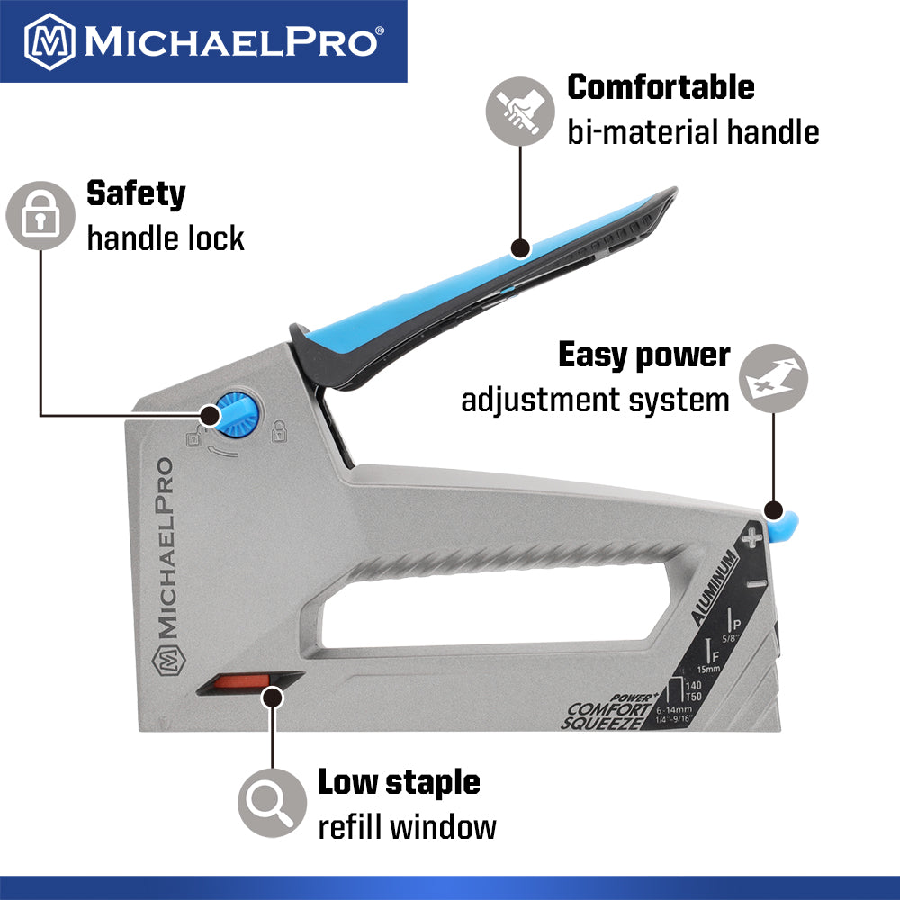 MichaelPro, Aluminum Tacker/Staple Gun for Heavy Duty Usage (MP013011)