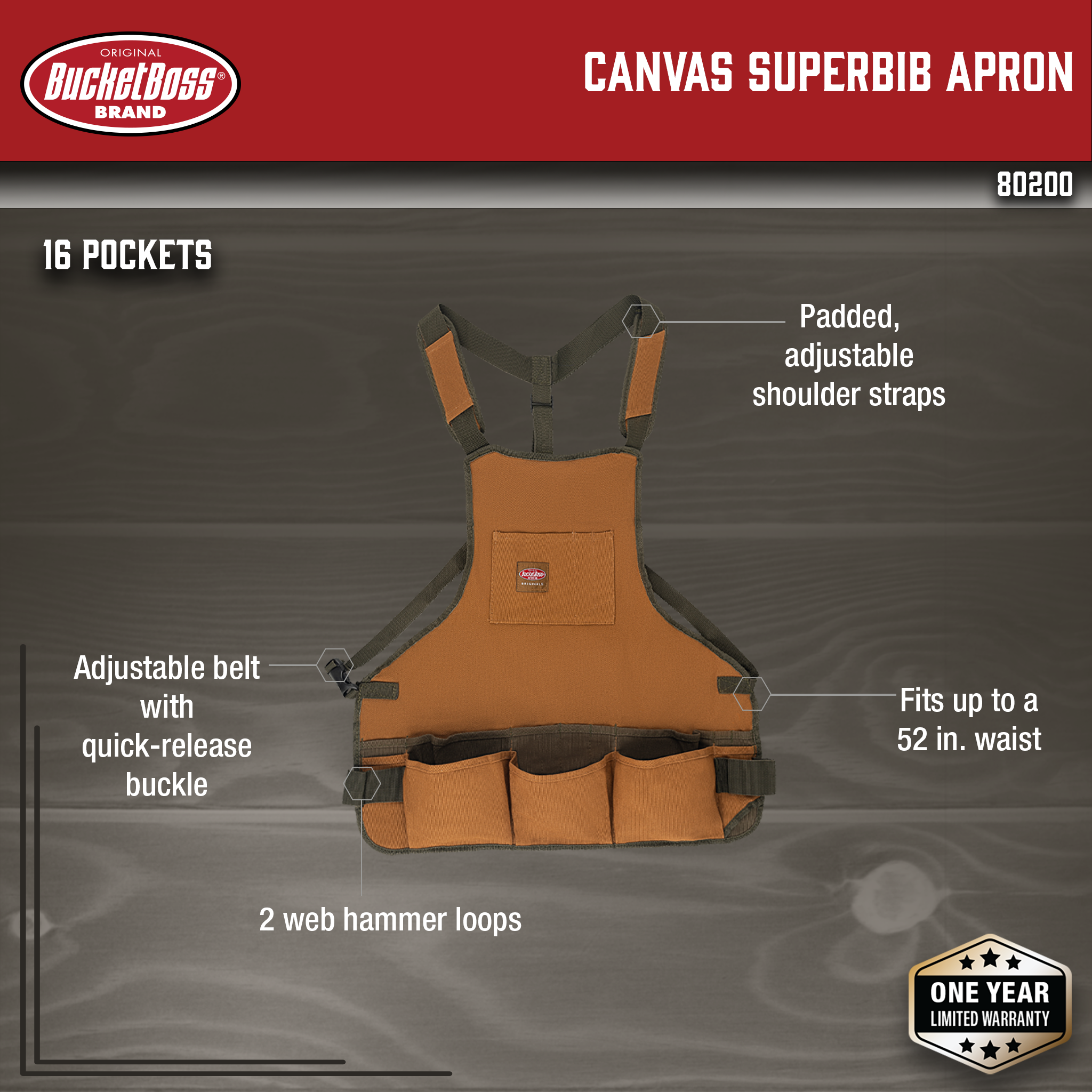 Bucket Boss, Canvas Superbib Apron