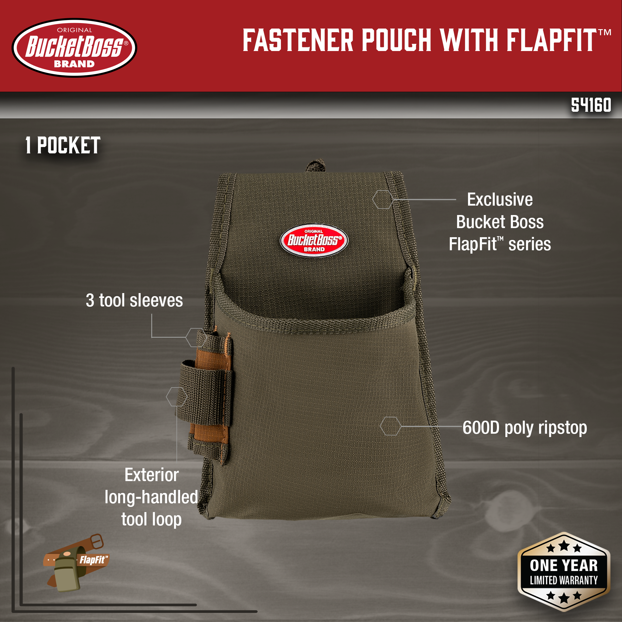 Bucket Boss, Fastener Pouch with FlapFit