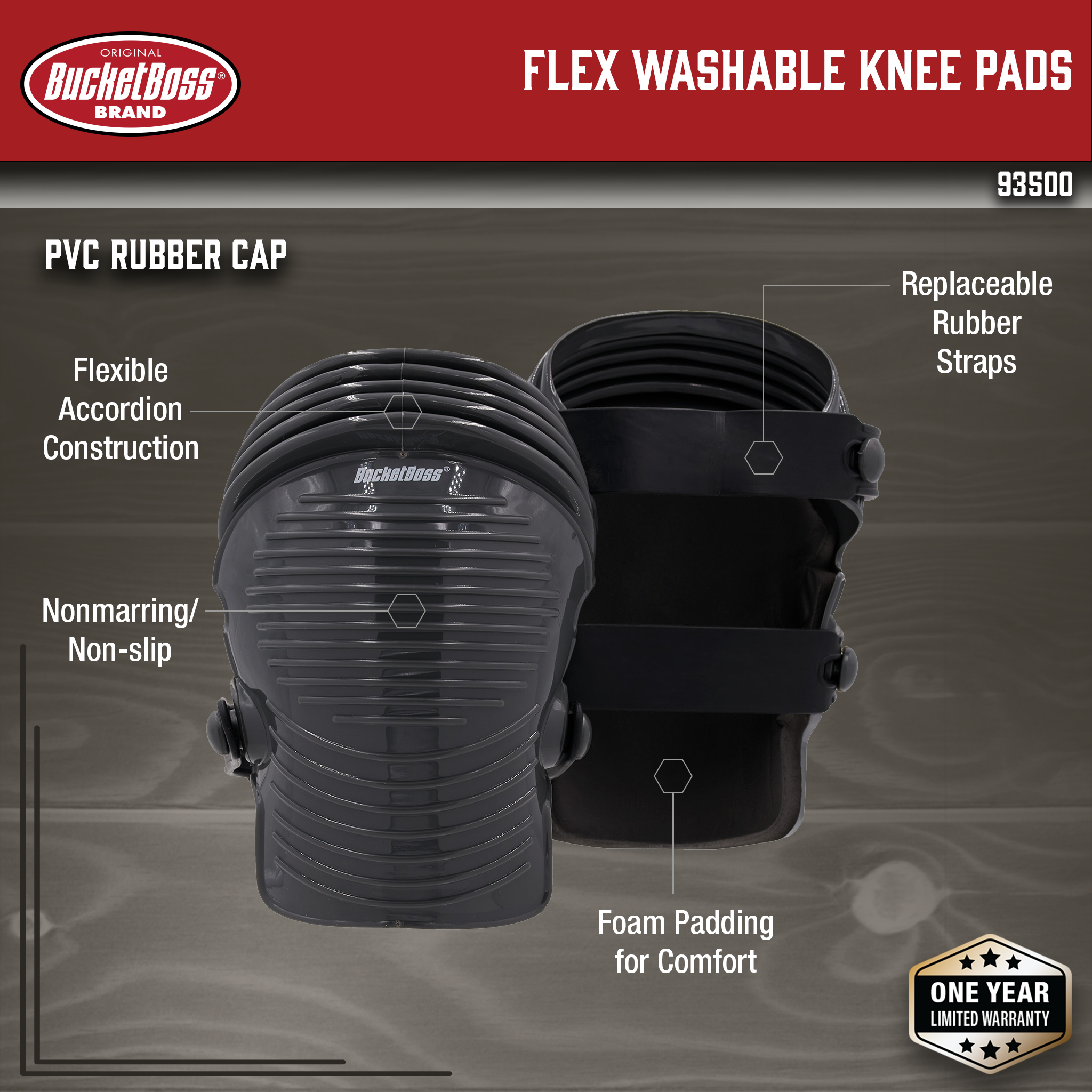 Bucket Boss, Flex Washable Knee Pads