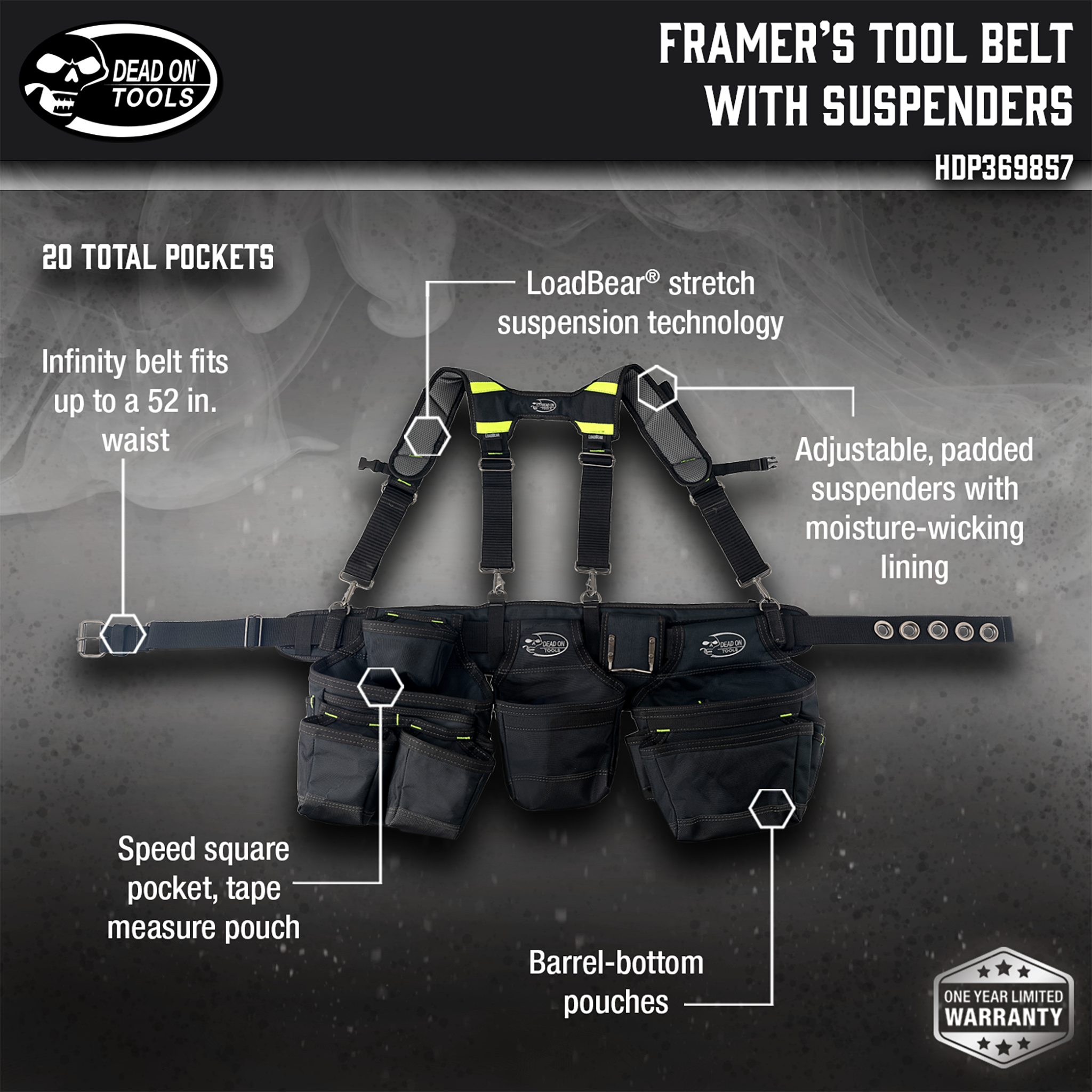 Dead On Tools, Framer's Tool Belt with Suspenders