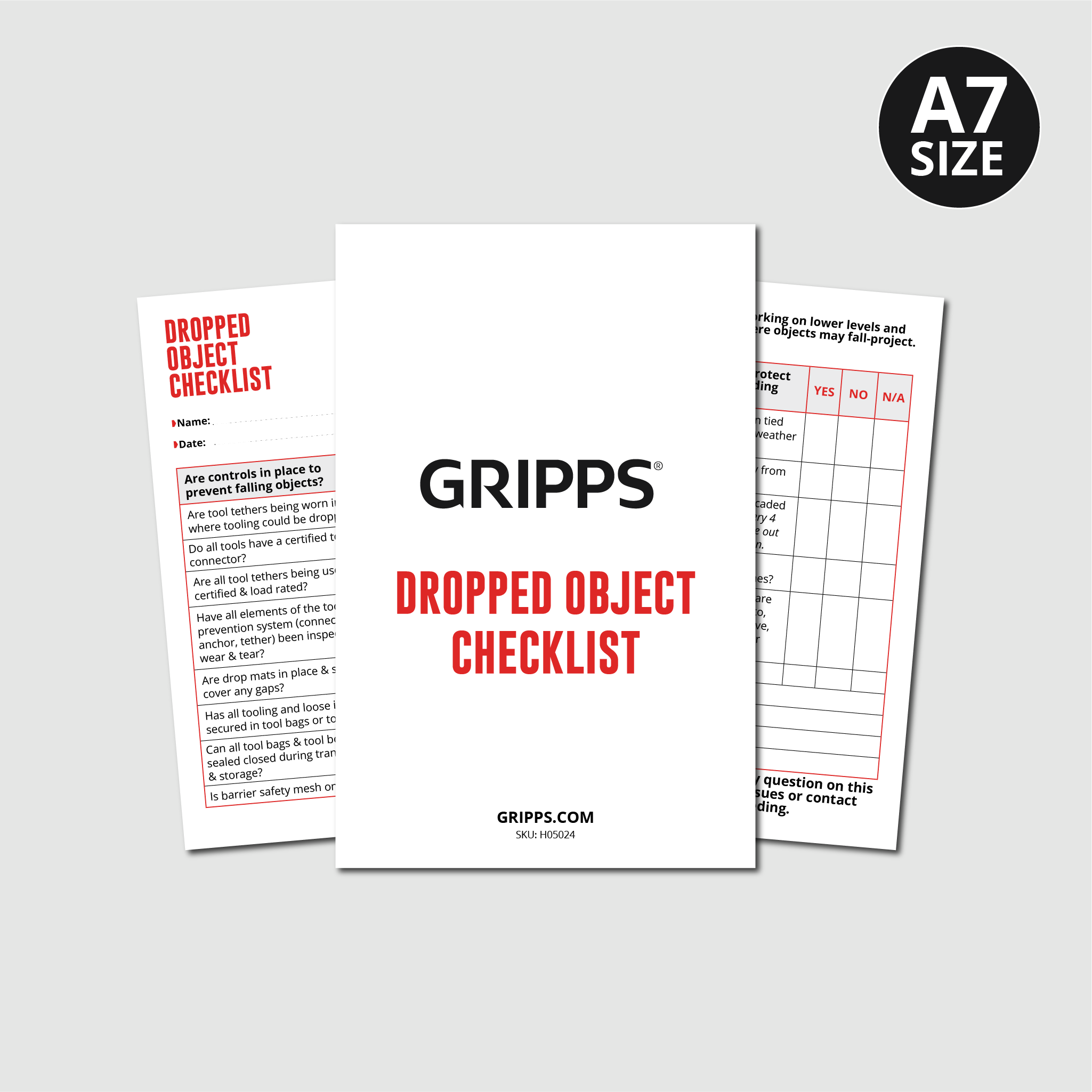 Gripps, GRIPPS® Dropped Object Checklist