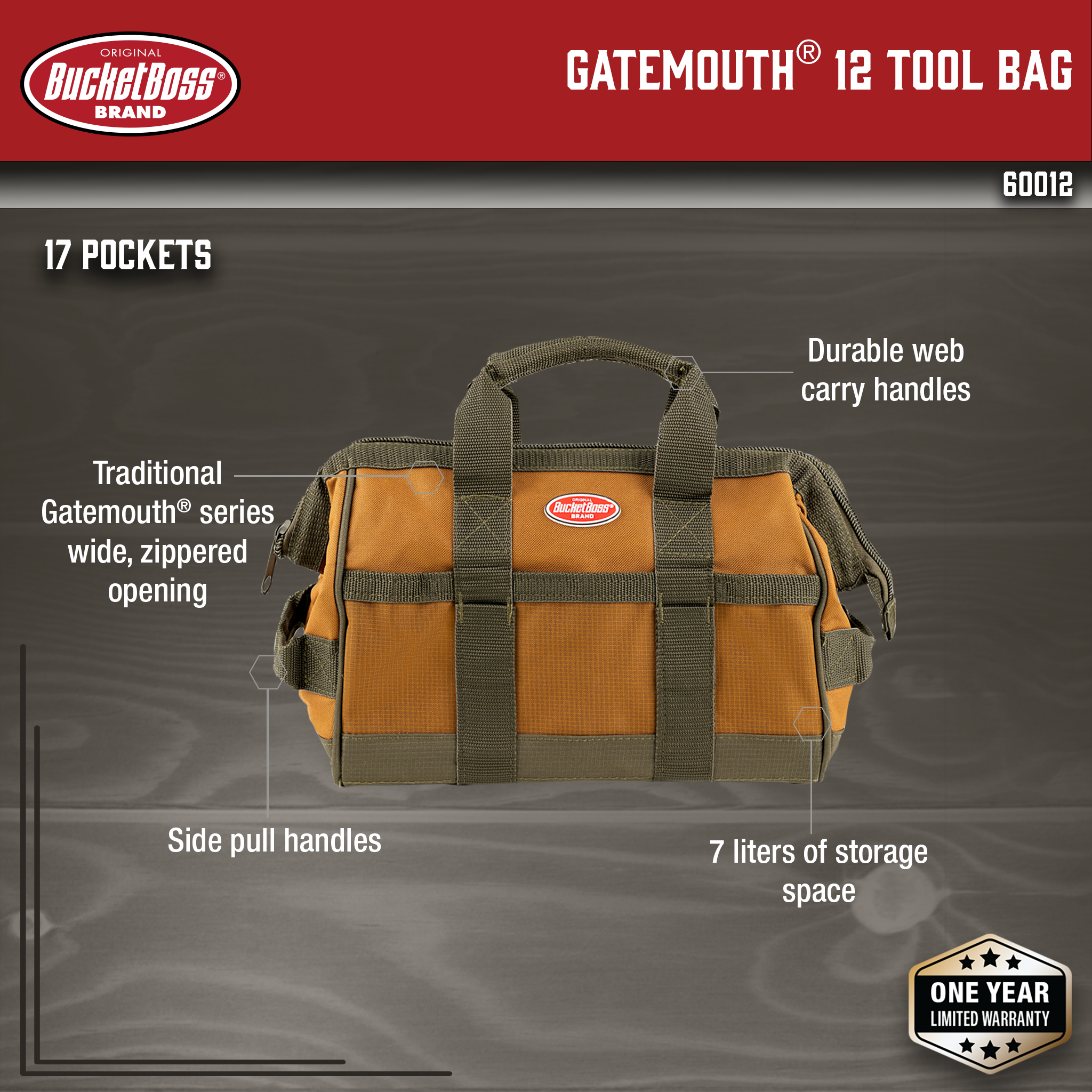 Bucket Boss, Gatemouth 12 Tool Bag