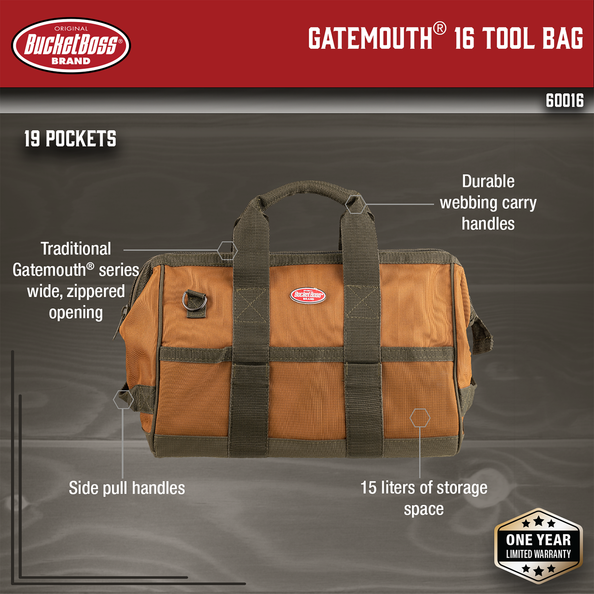 Bucket Boss, Gatemouth 16 Tool Bag