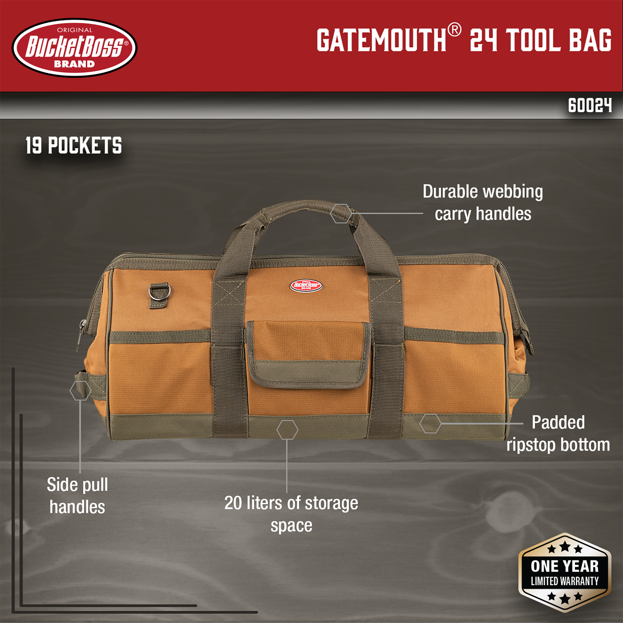 Bucket Boss, Gatemouth 24 Tool Bag