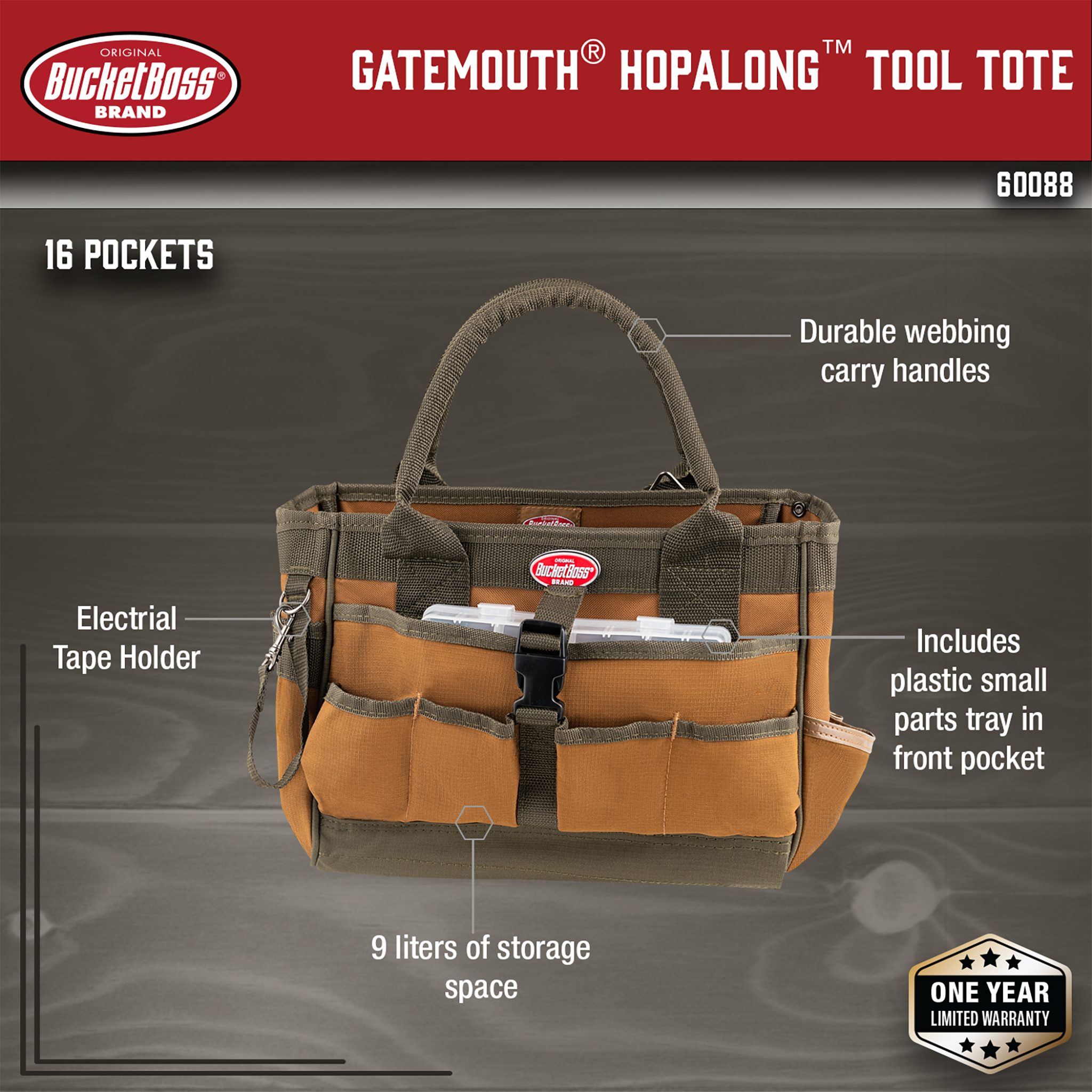 Bucket Boss, Gatemouth Hopalong Tool Tote