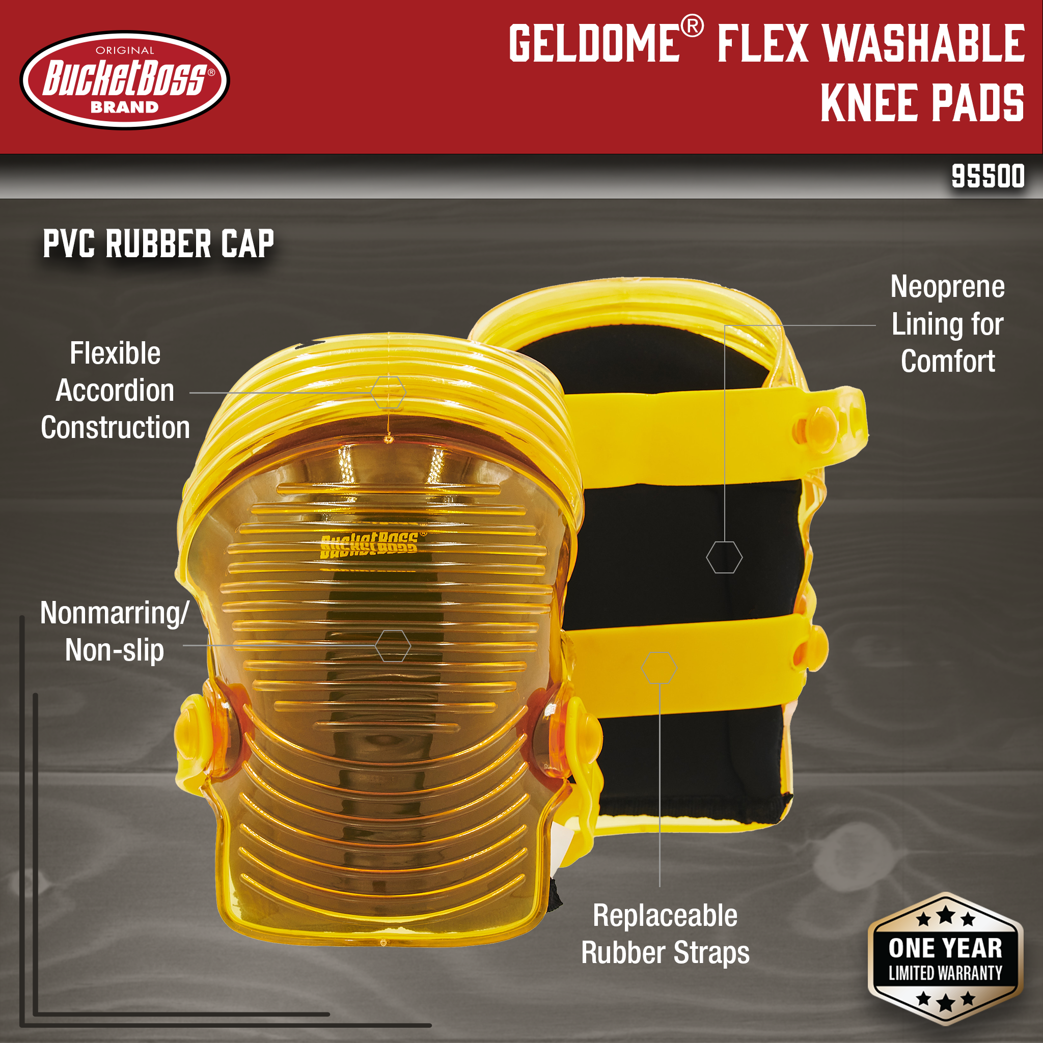 Bucket Boss, GelDome Flex Washable Knee Pads