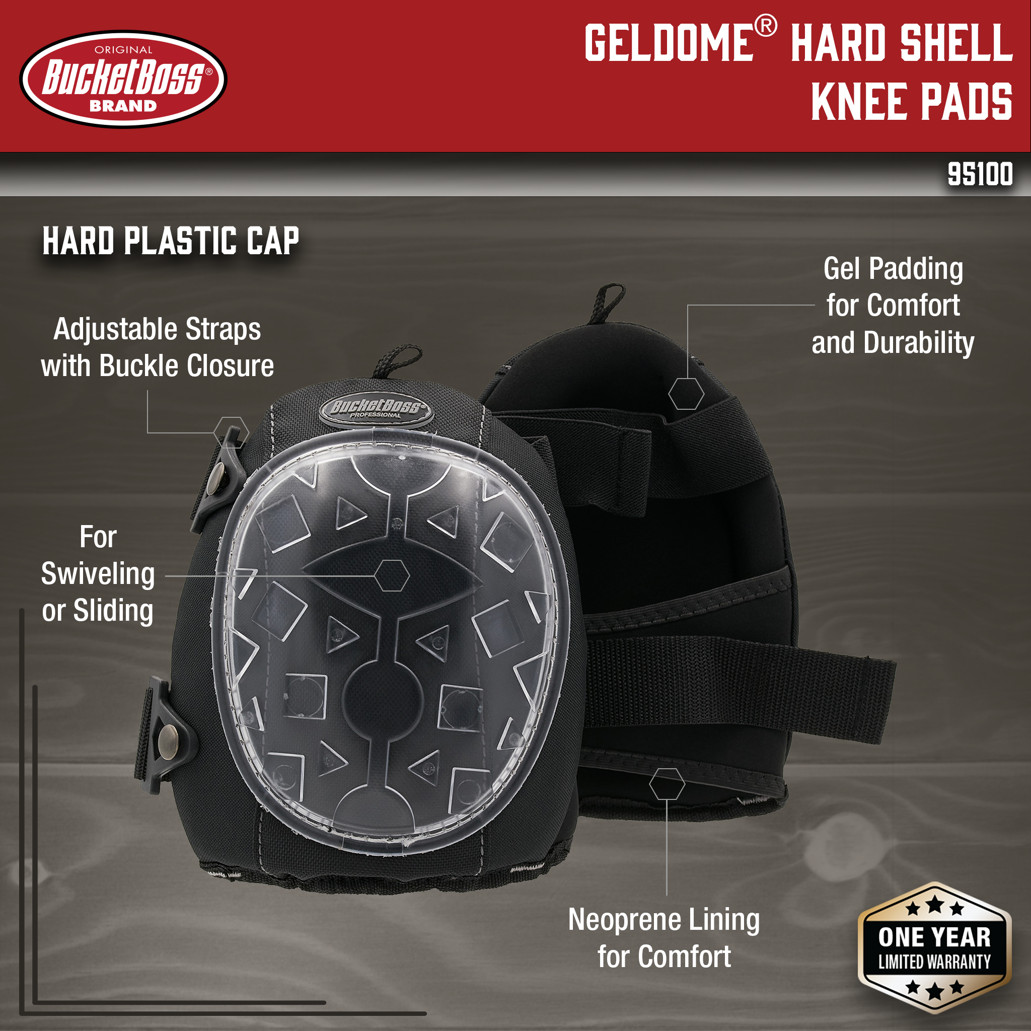 Bucket Boss, GelDome Hard Shell Knee Pads