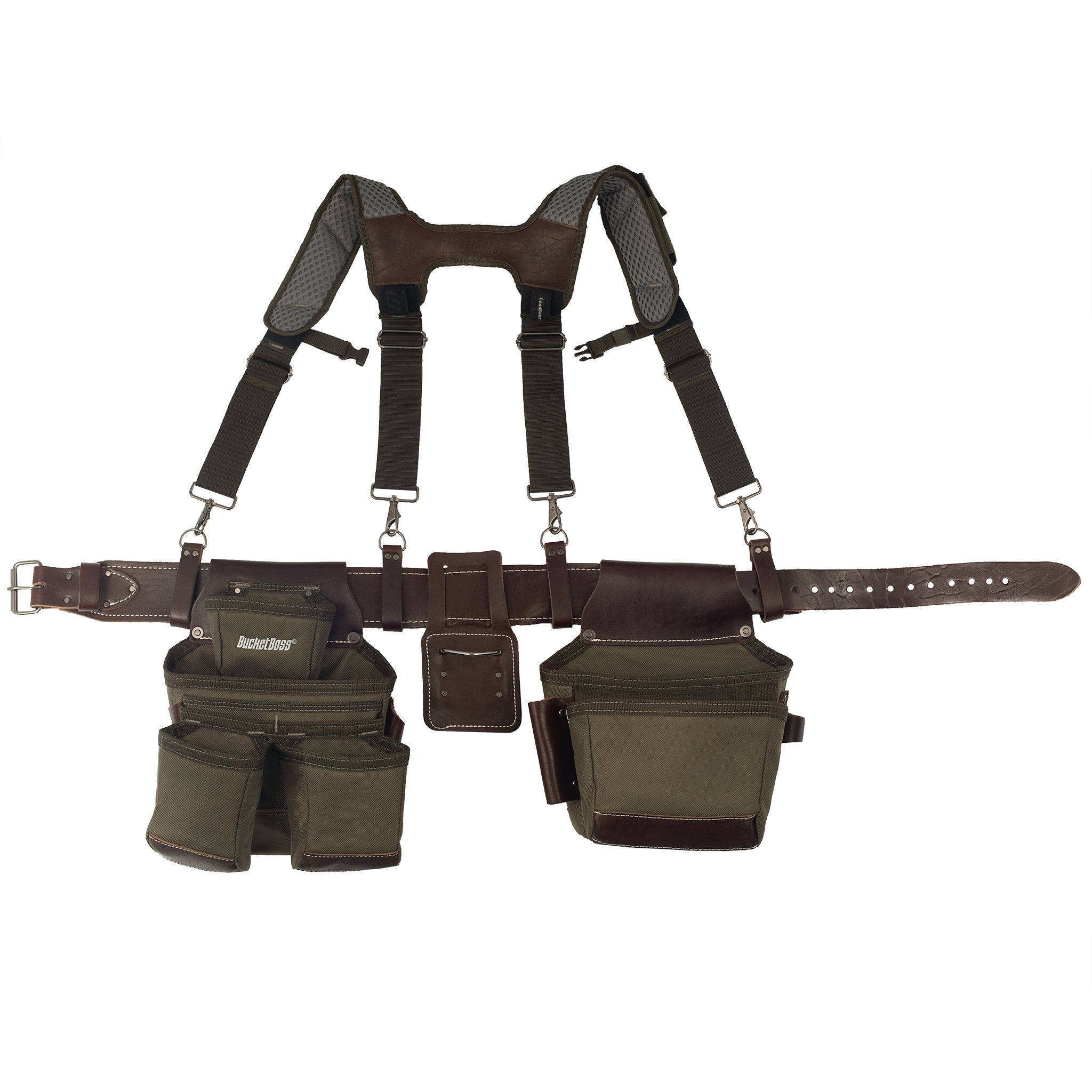 Bucket Boss, Green Leather Hybrid 19-Pocket Suspension Rig