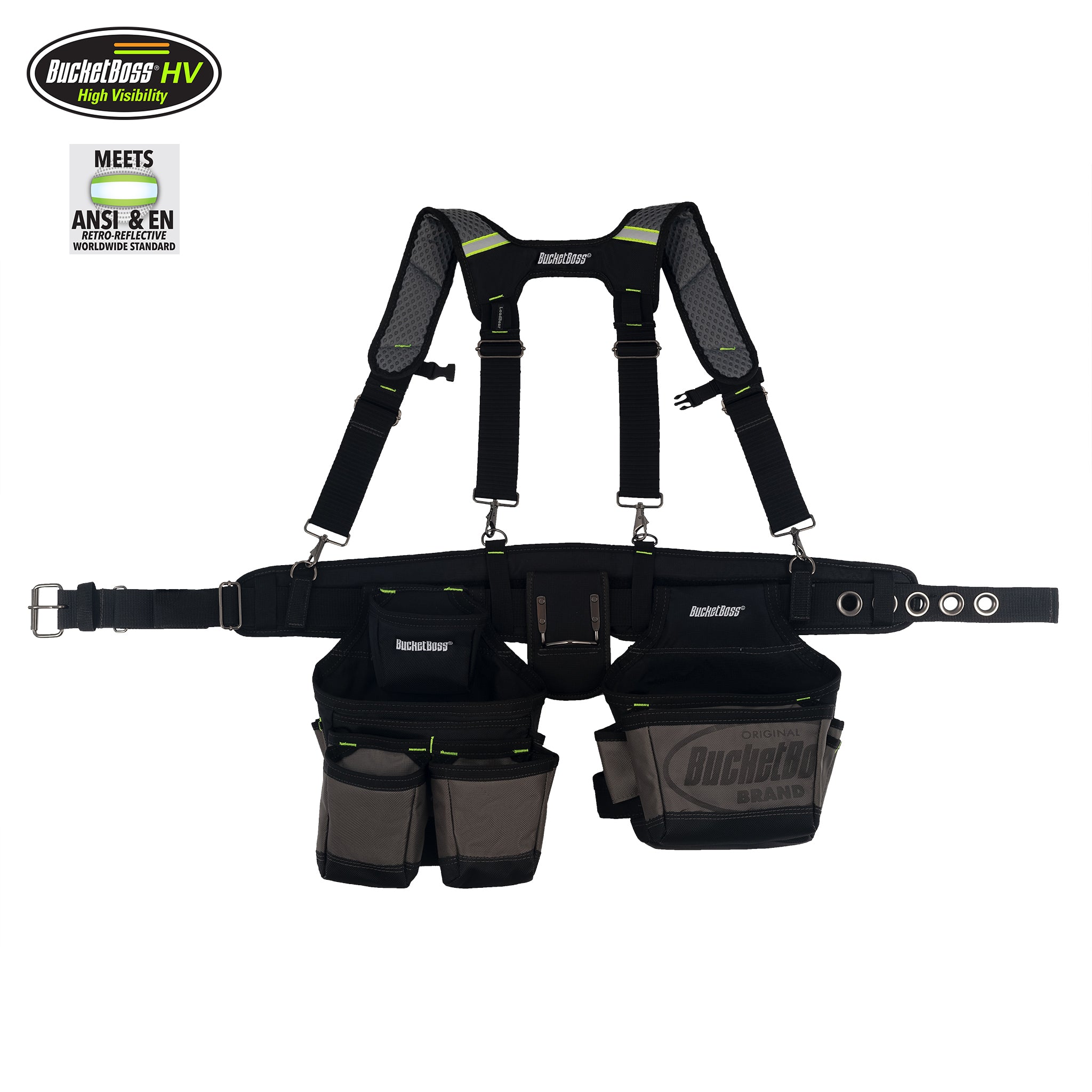 Bucket Boss, Hi-Vis Contractor's Tool Belt with Suspenders