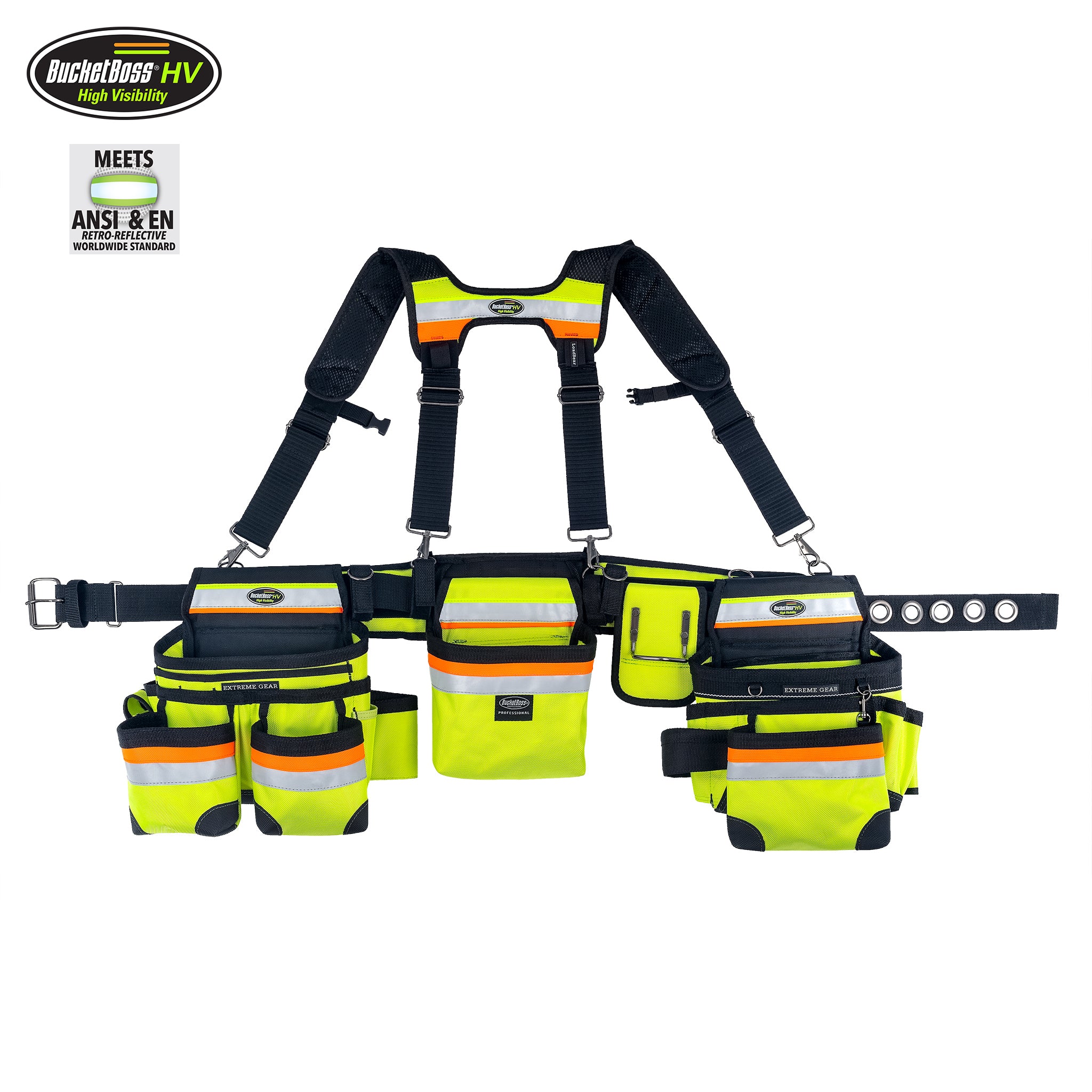 Bucket Boss, Hi-Vis Framer's Tool Belt with Suspenders