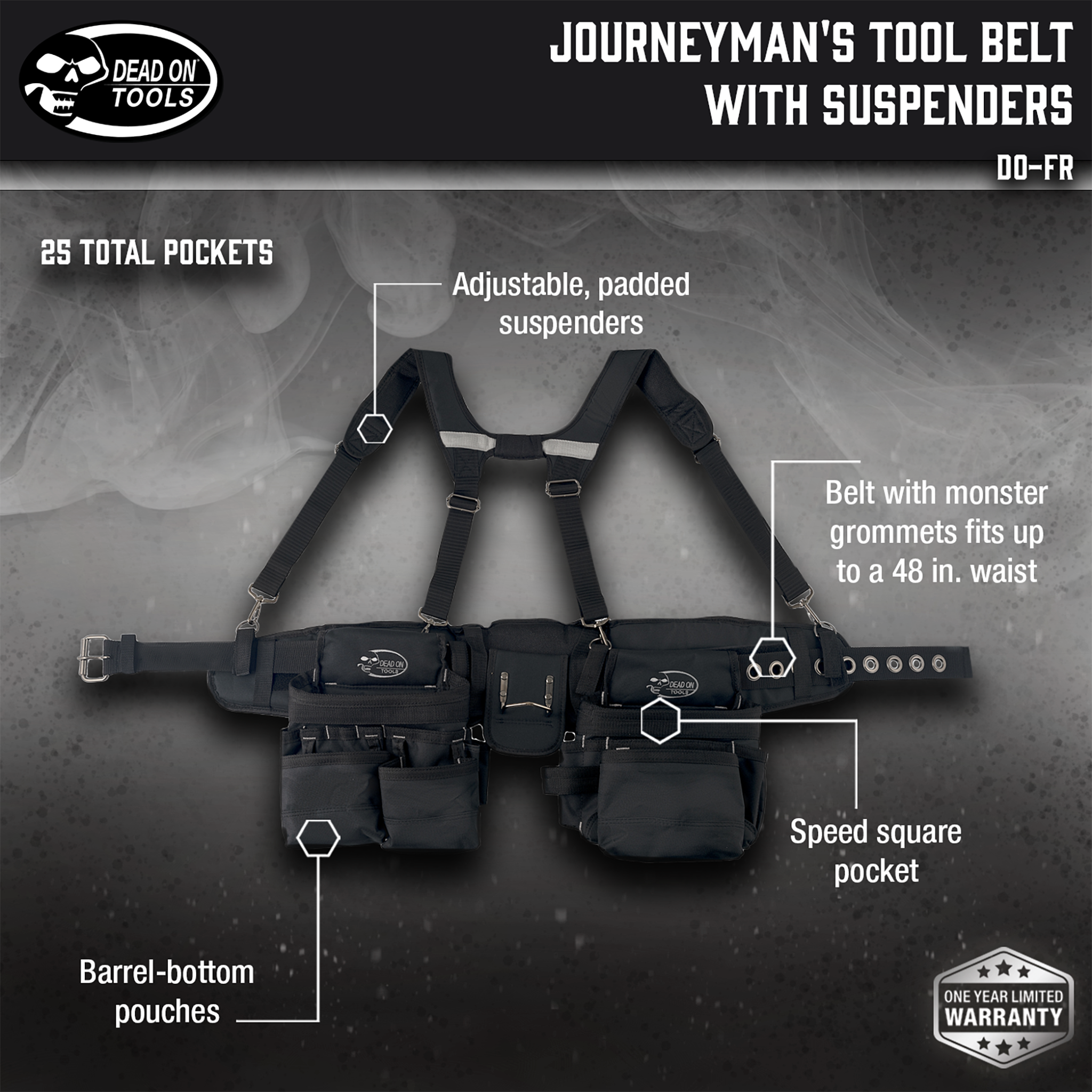 Dead On Tools, Journeyman's Tool Belt with Suspenders