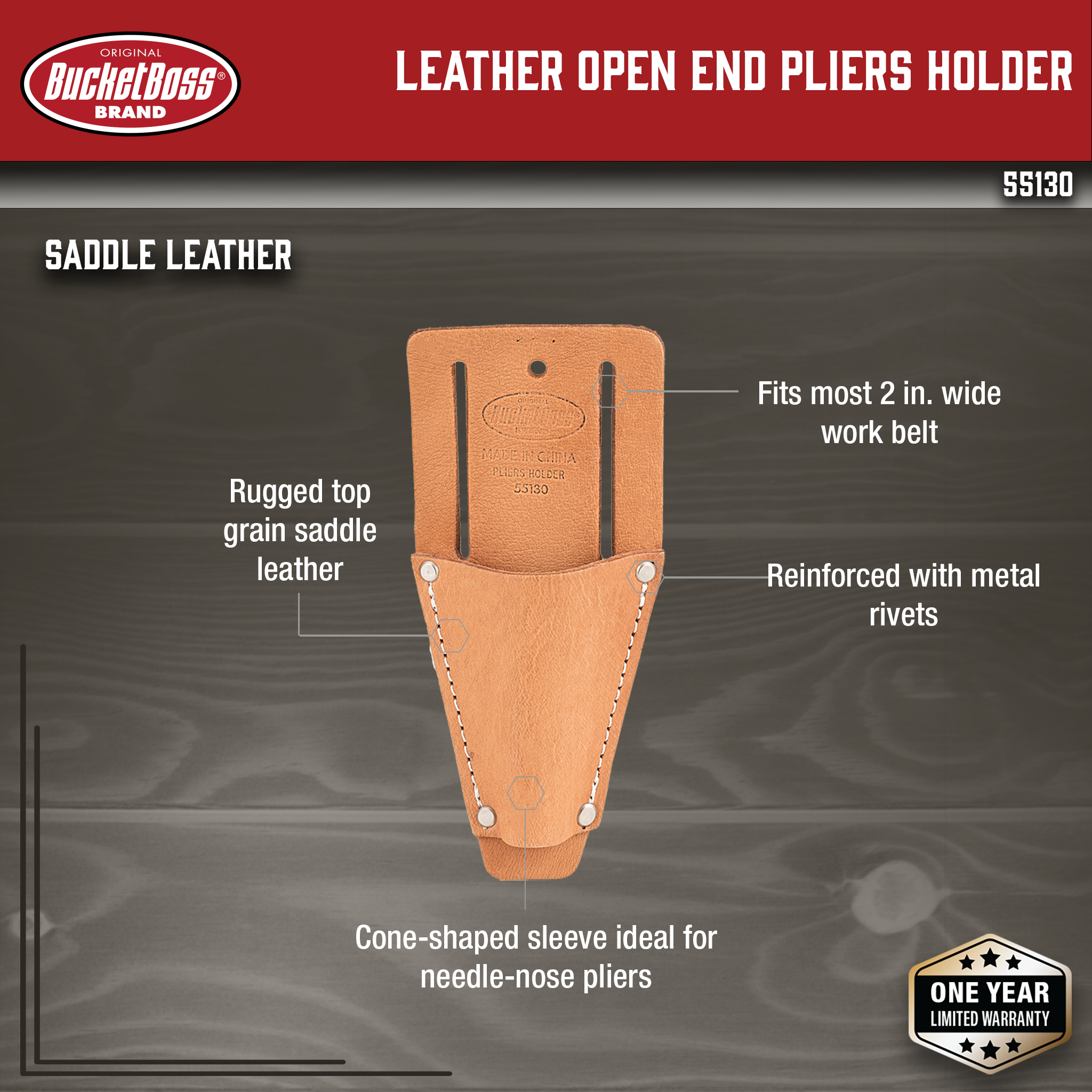 Bucket Boss, Leather Open End Pliers Holder