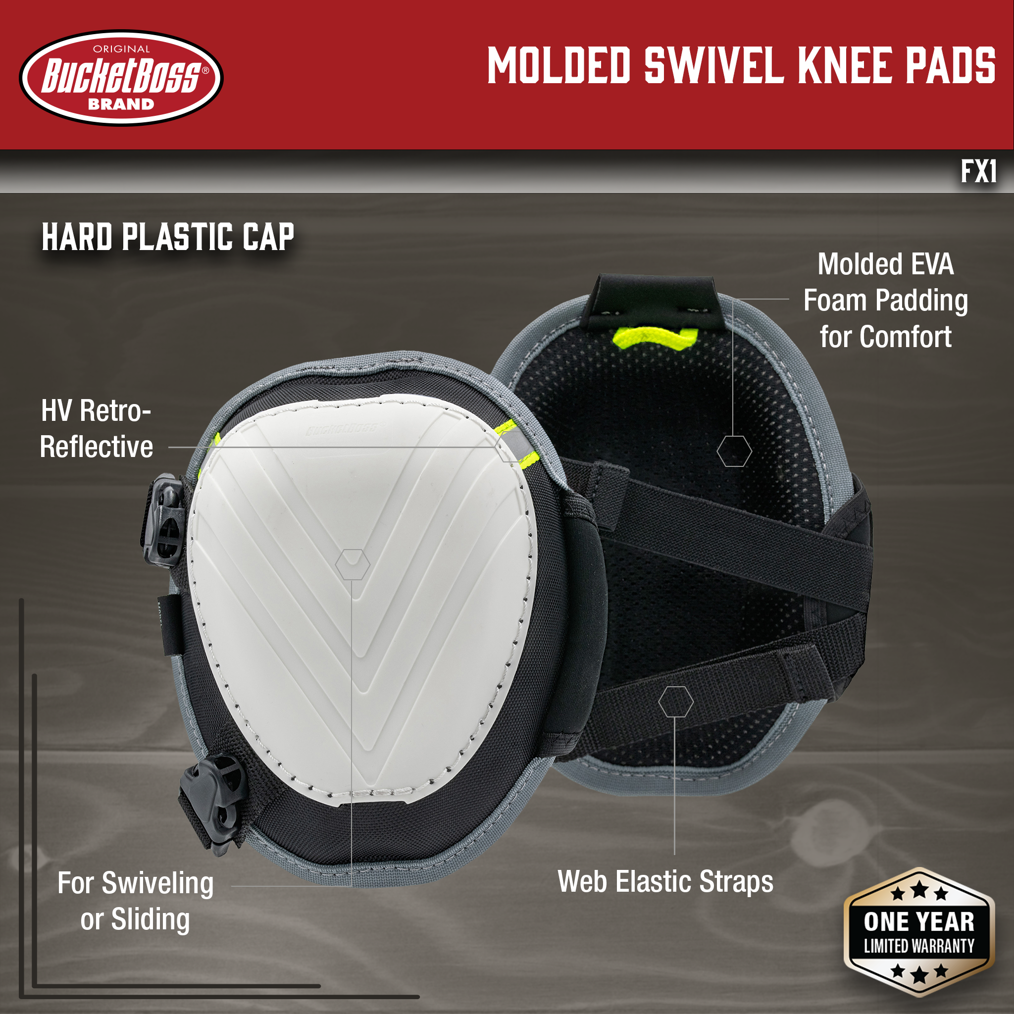 Bucket Boss, Molded Swivel Knee Pads