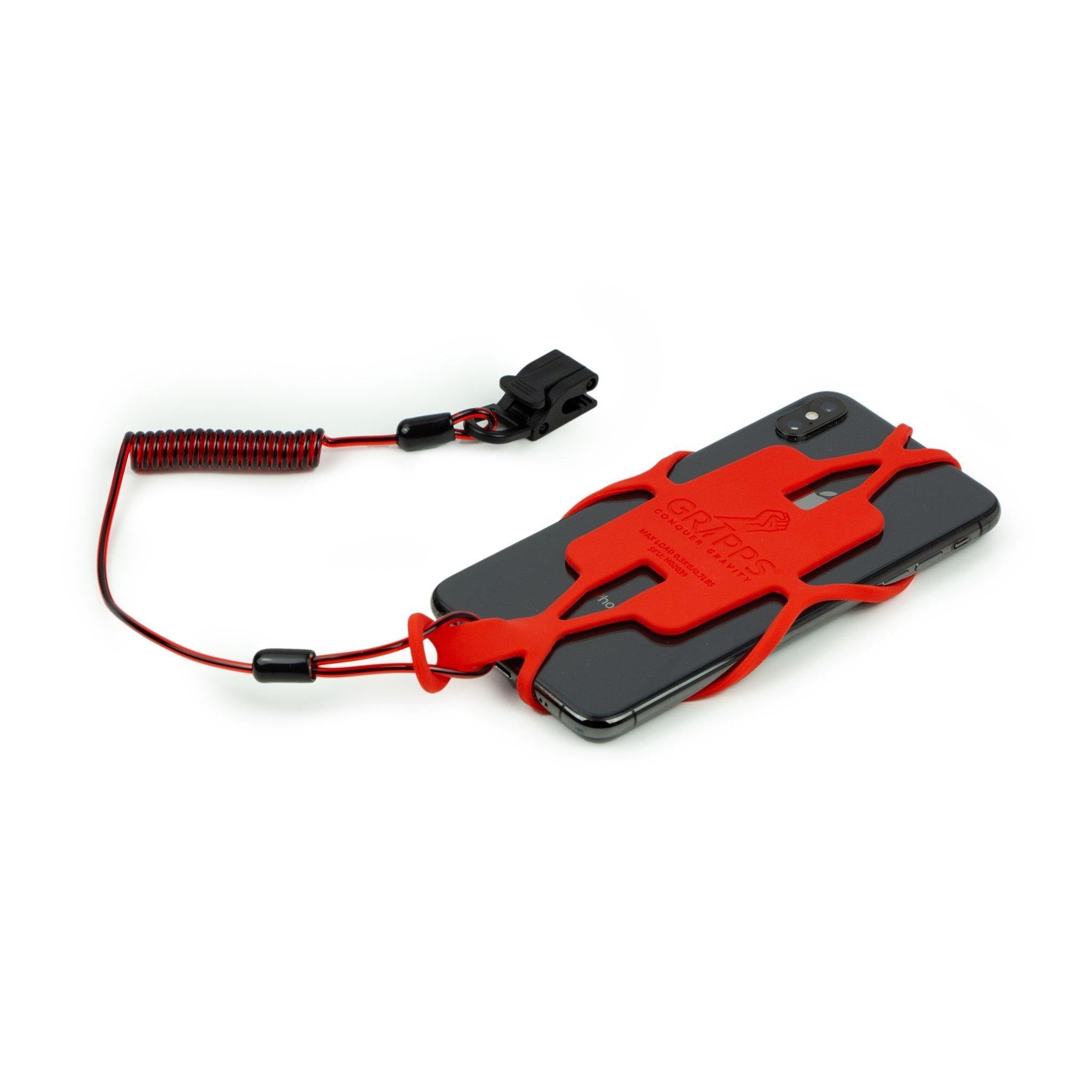 Gripps, Phone Gripper with Coil Tether (Non-Conductive)