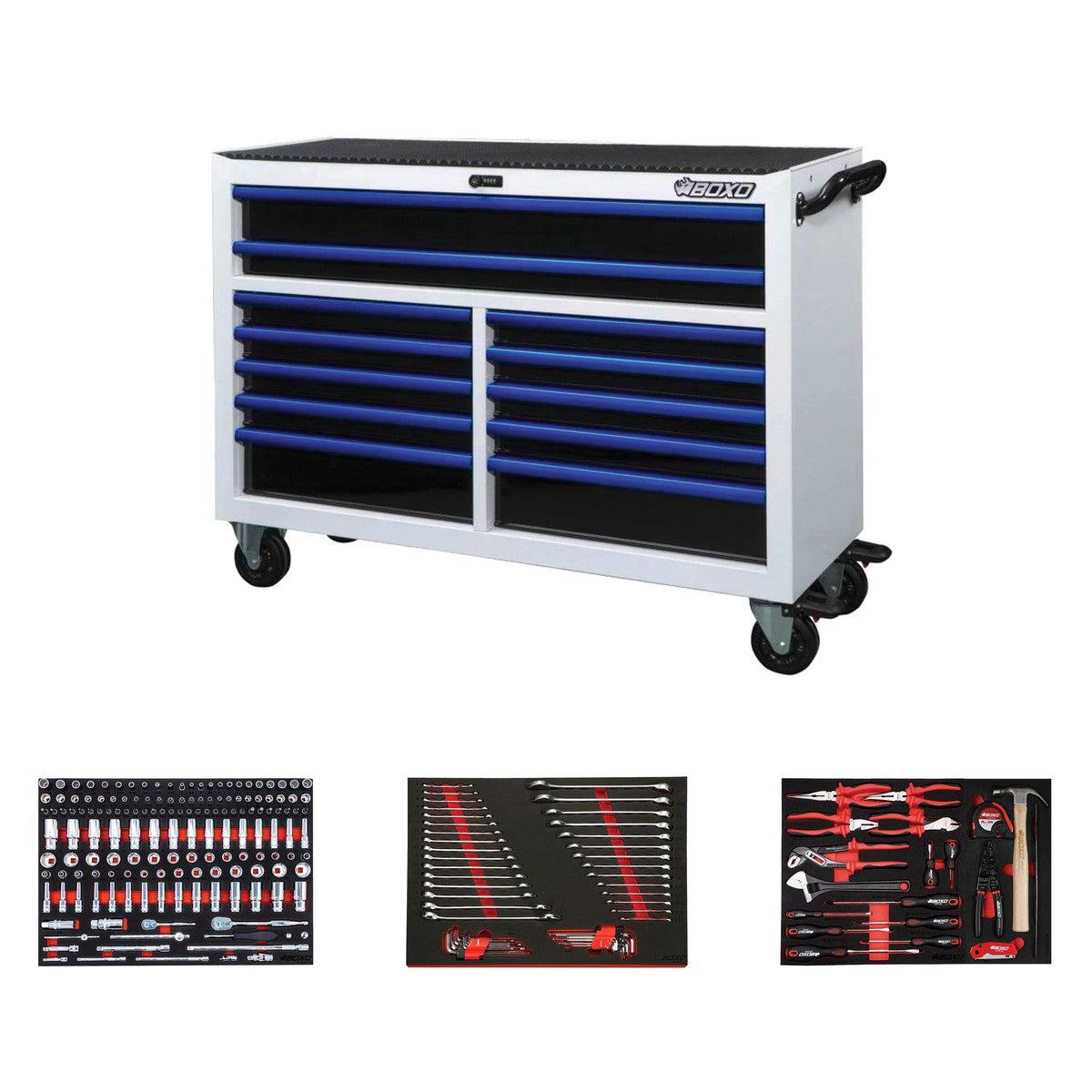 BoxoUSA, Pro Series = Loaded 53" 12-Drawer Rolling Tool Box