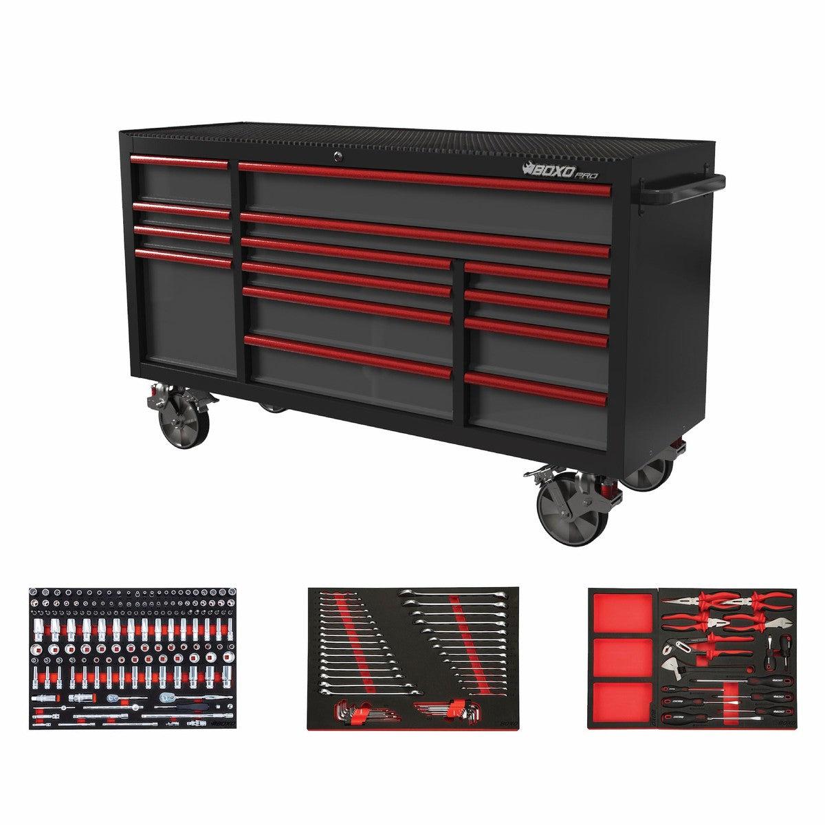 BoxoUSA, Pro Series = Loaded 72" 14-Drawer Rolling Tool Box