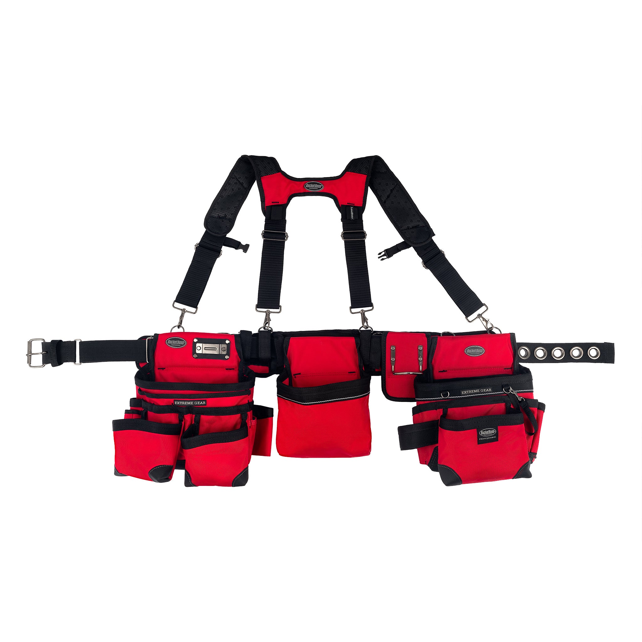 Bucket Boss, Red Framer's Tool Belt with Suspenders