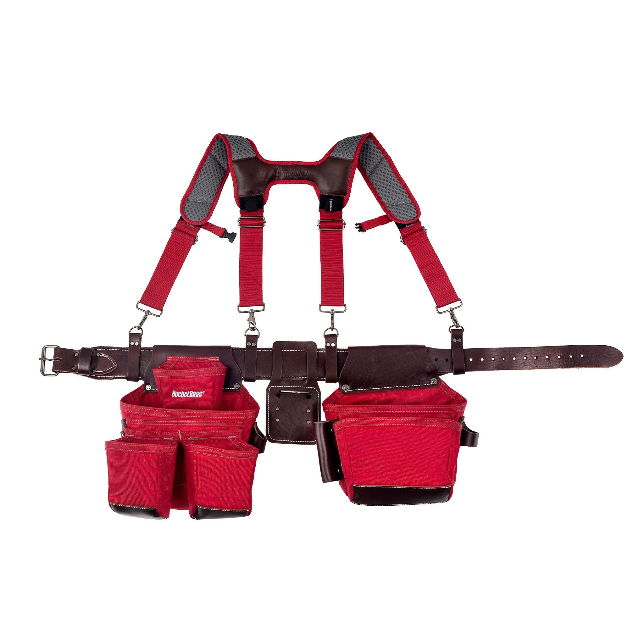 Bucket Boss, Red Leather Hybrid 19-Pocket Suspension Rig